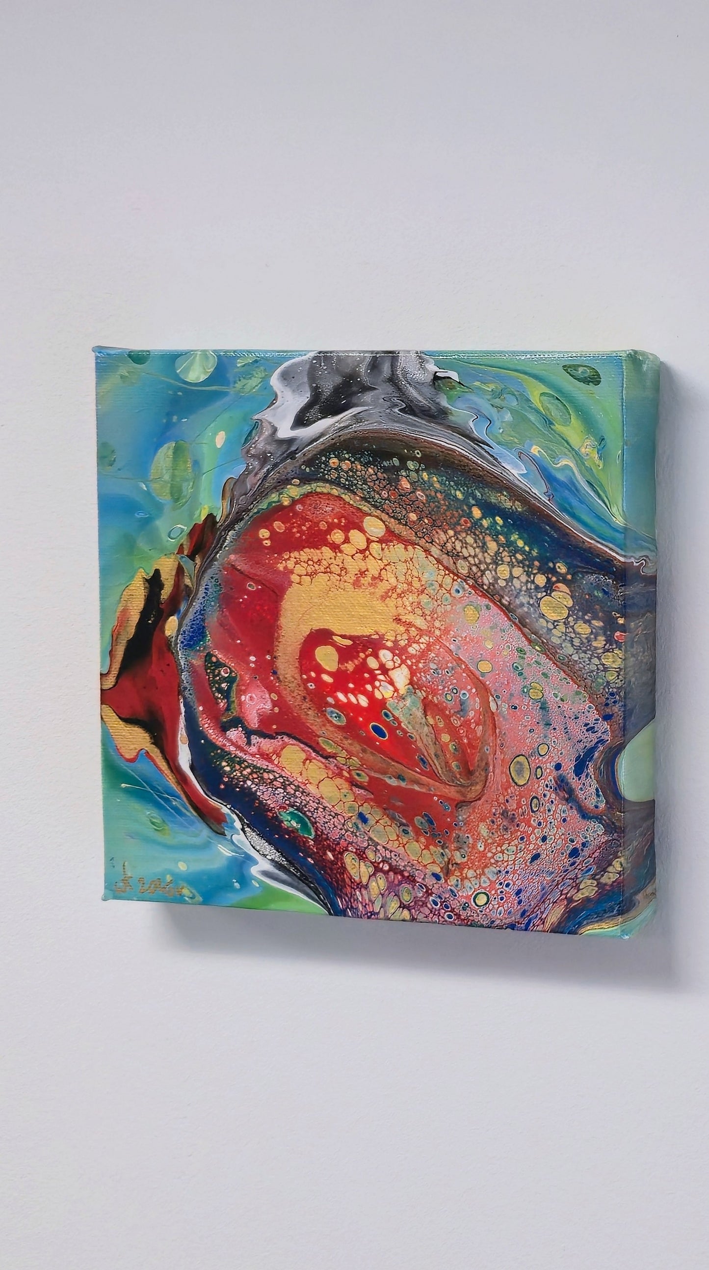 Oko Smoka – Małe – Obraz Abstrakcyjny Pouring Art 20x20 cm