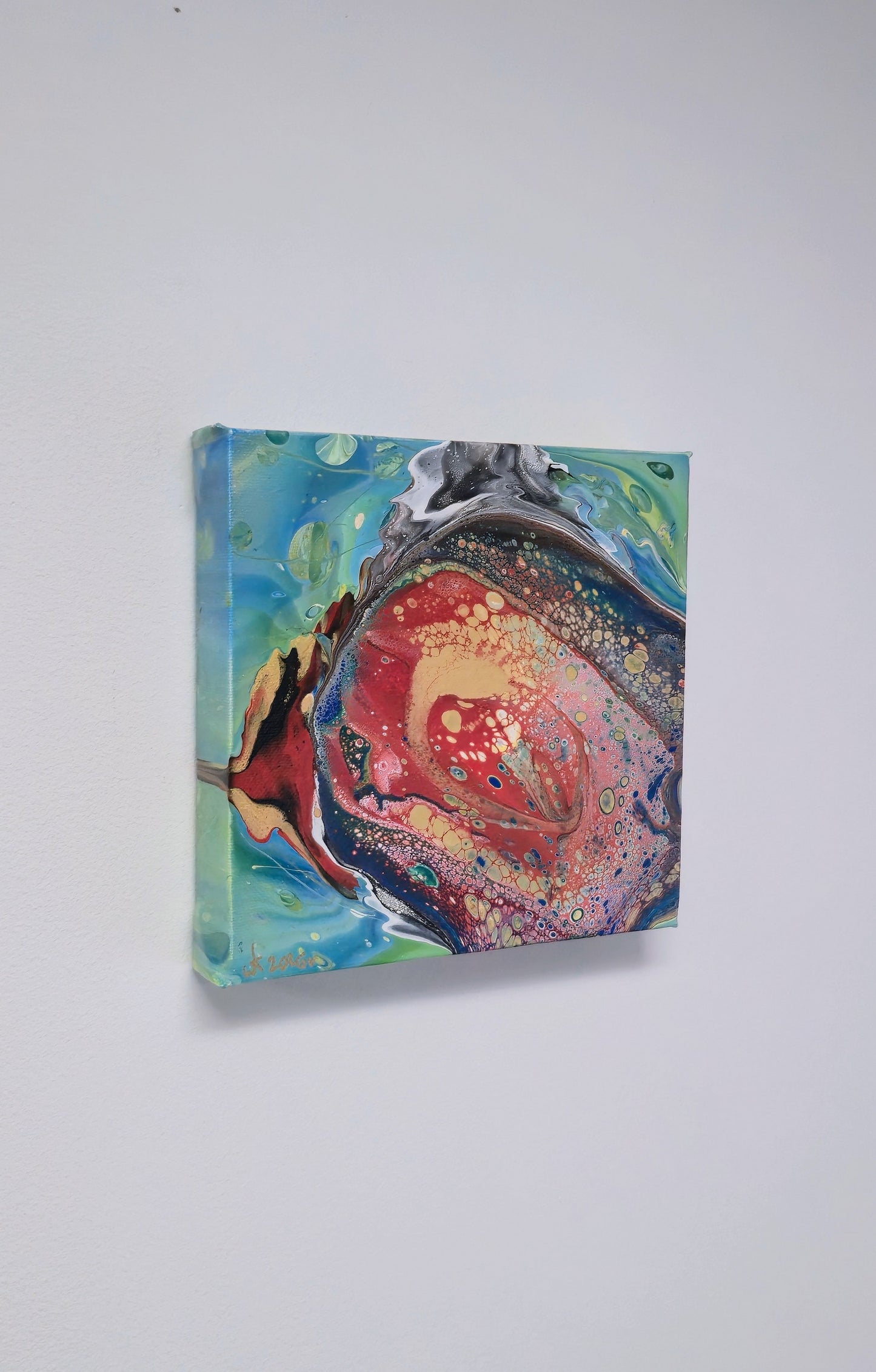 Oko Smoka – Małe – Obraz Abstrakcyjny Pouring Art 20x20 cm