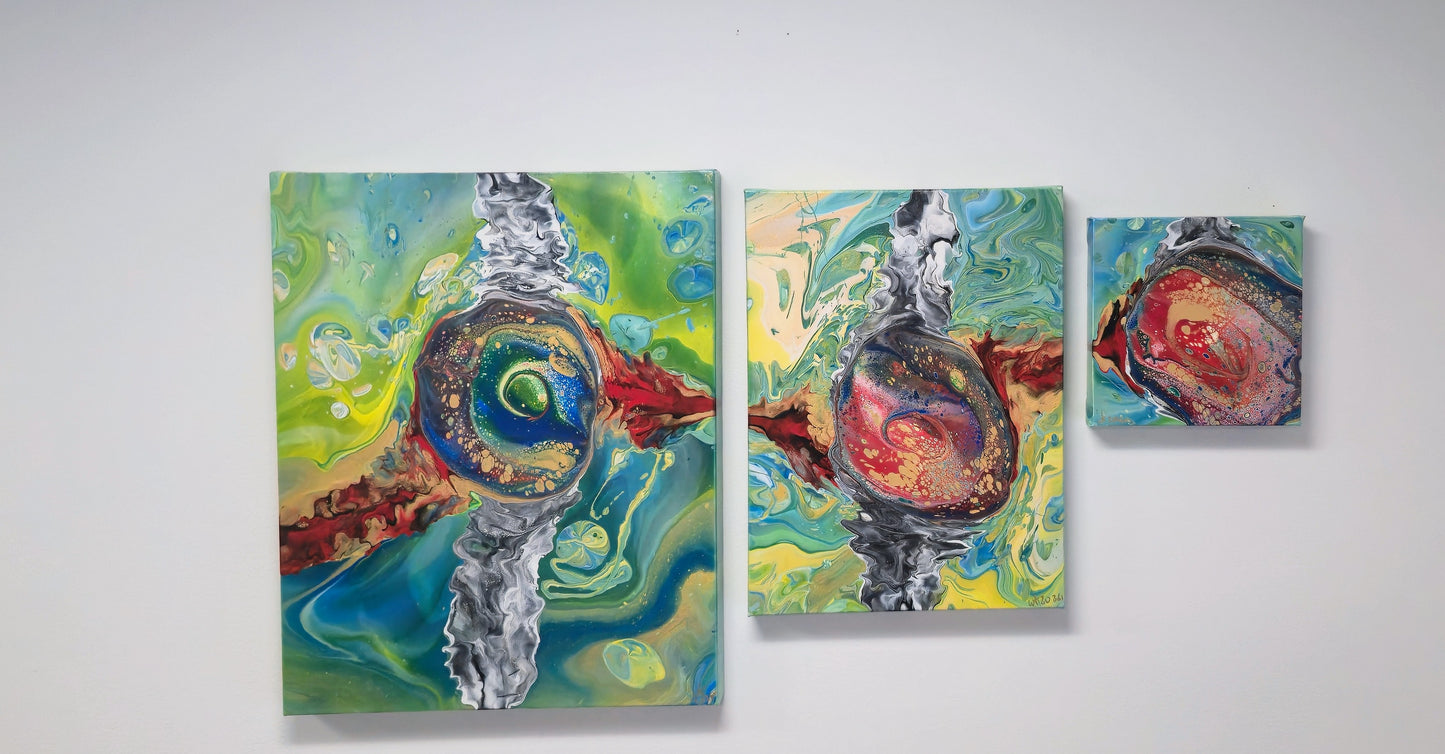 Oko Smoka – Czerwone – Obraz Abstrakcyjny Pouring Art 30x40 cm