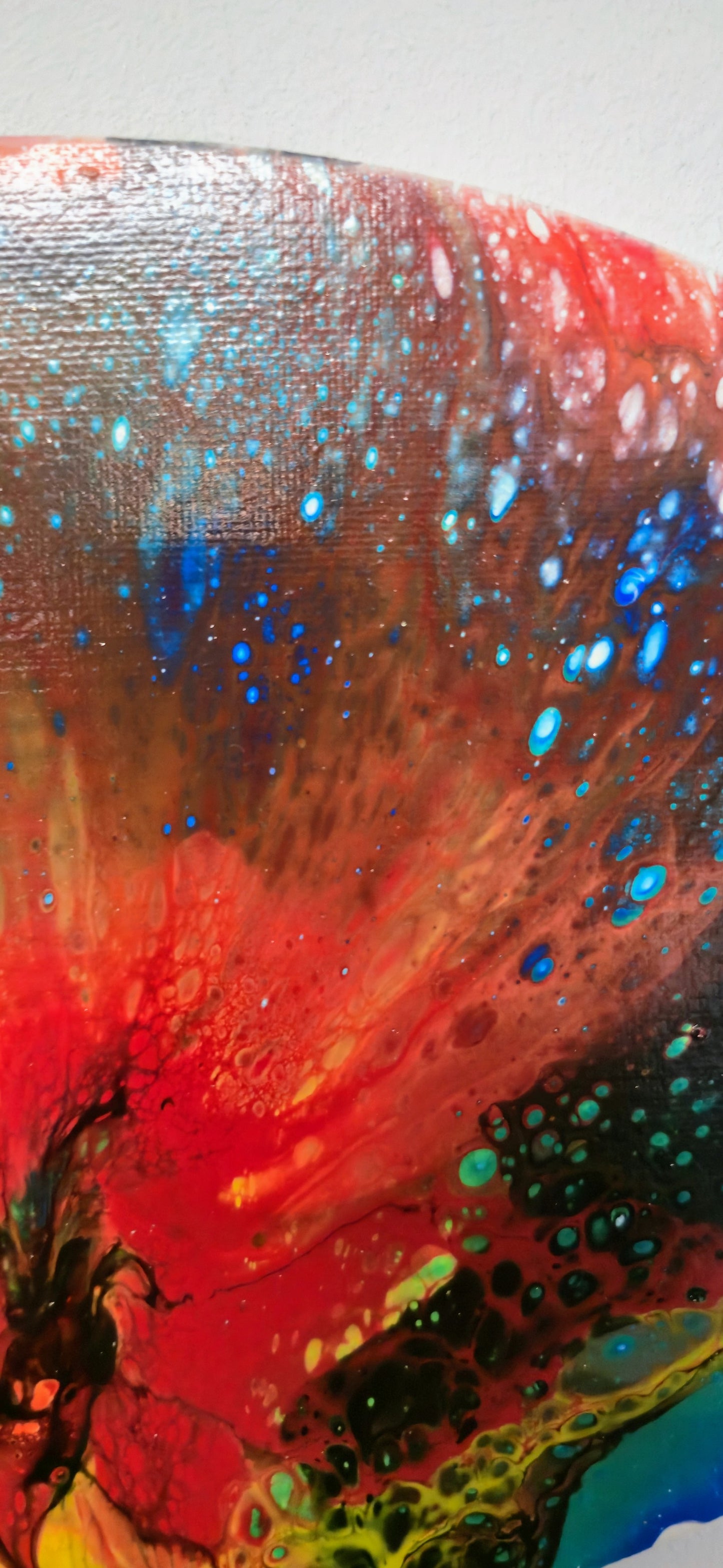 Kosmiczna Komórka – Owalny Obraz Abstrakcyjny Pouring Art 20x30 cm