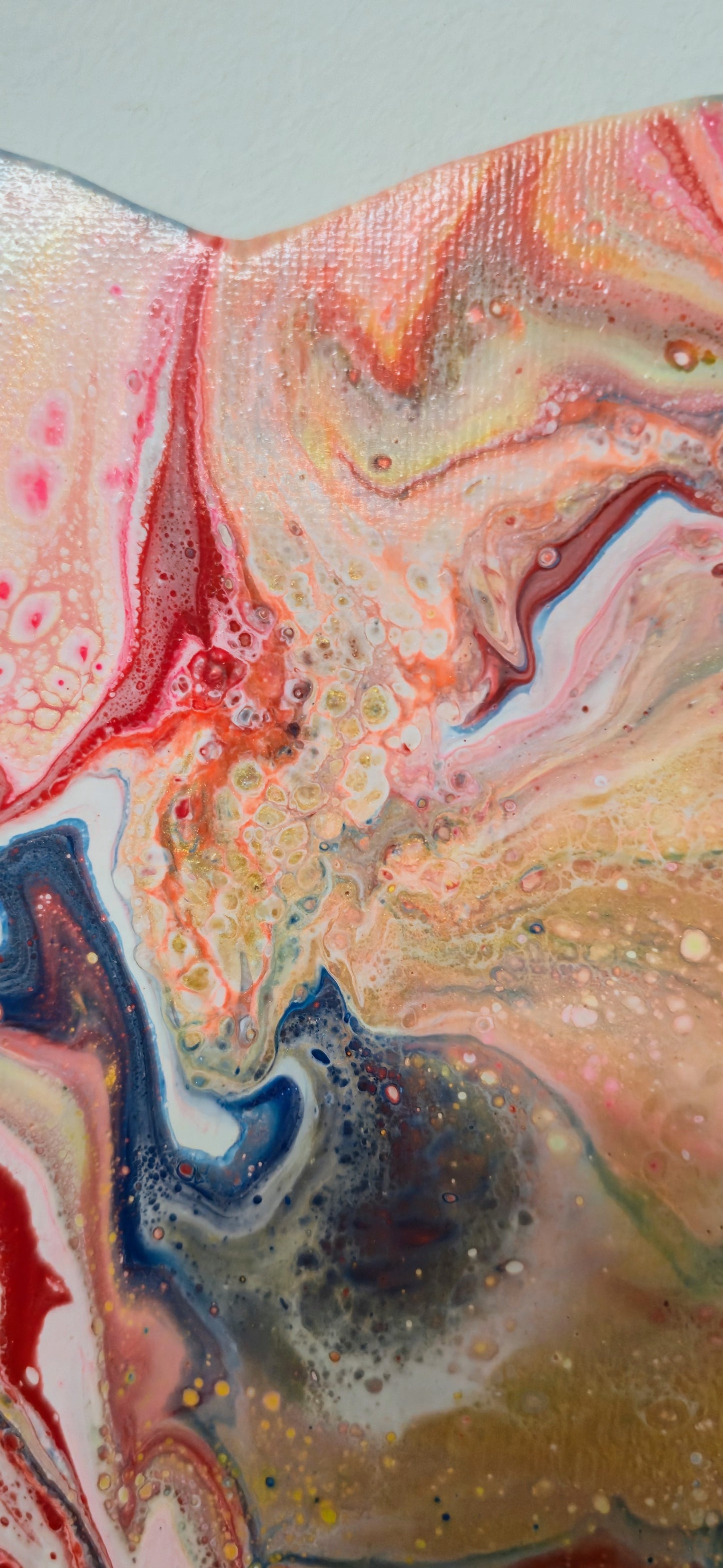 Różowa Mgławica –  Obraz Abstrakcyjny Serce Pouring Art 30 cm
