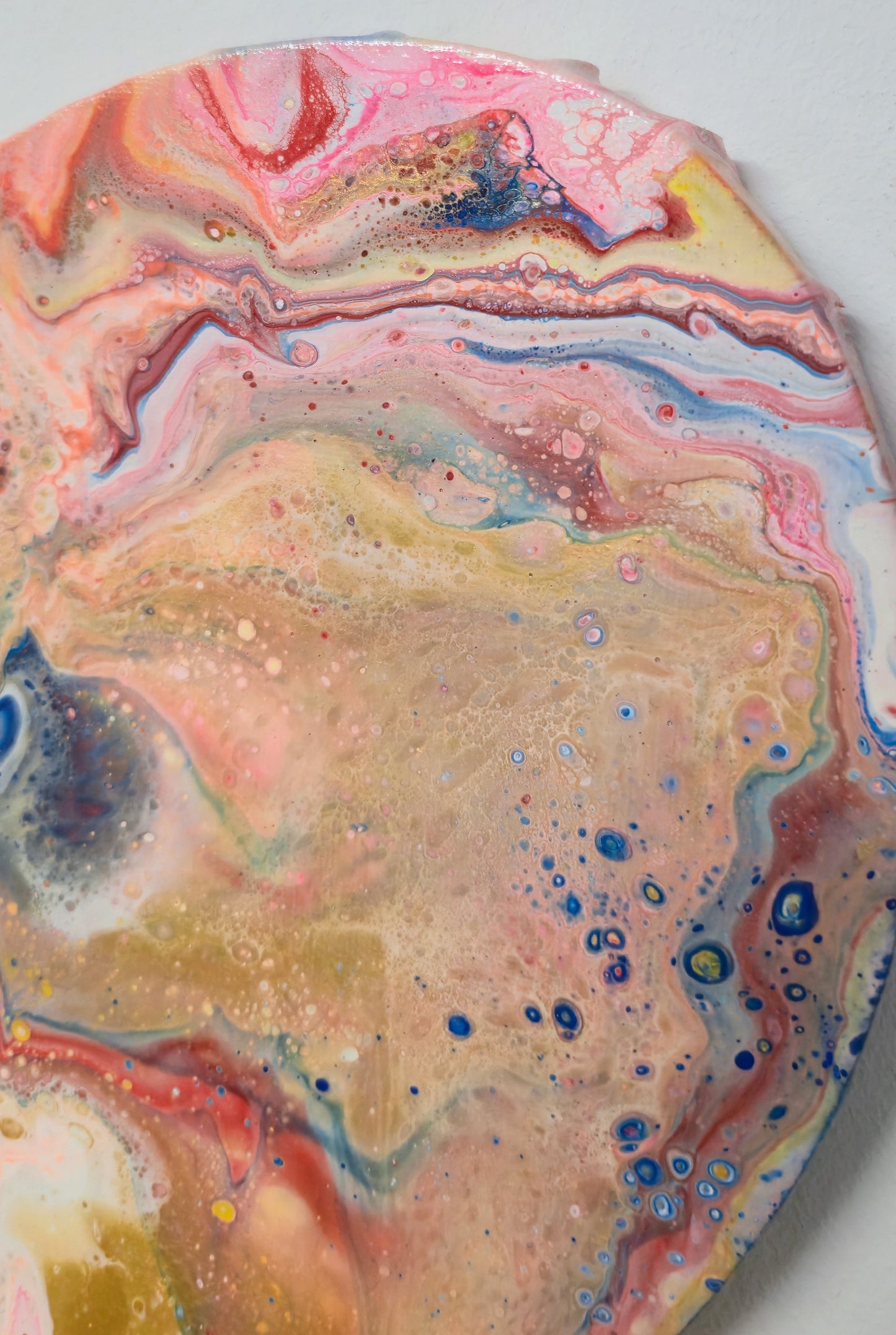 Różowa Mgławica –  Obraz Abstrakcyjny Serce Pouring Art 30 cm