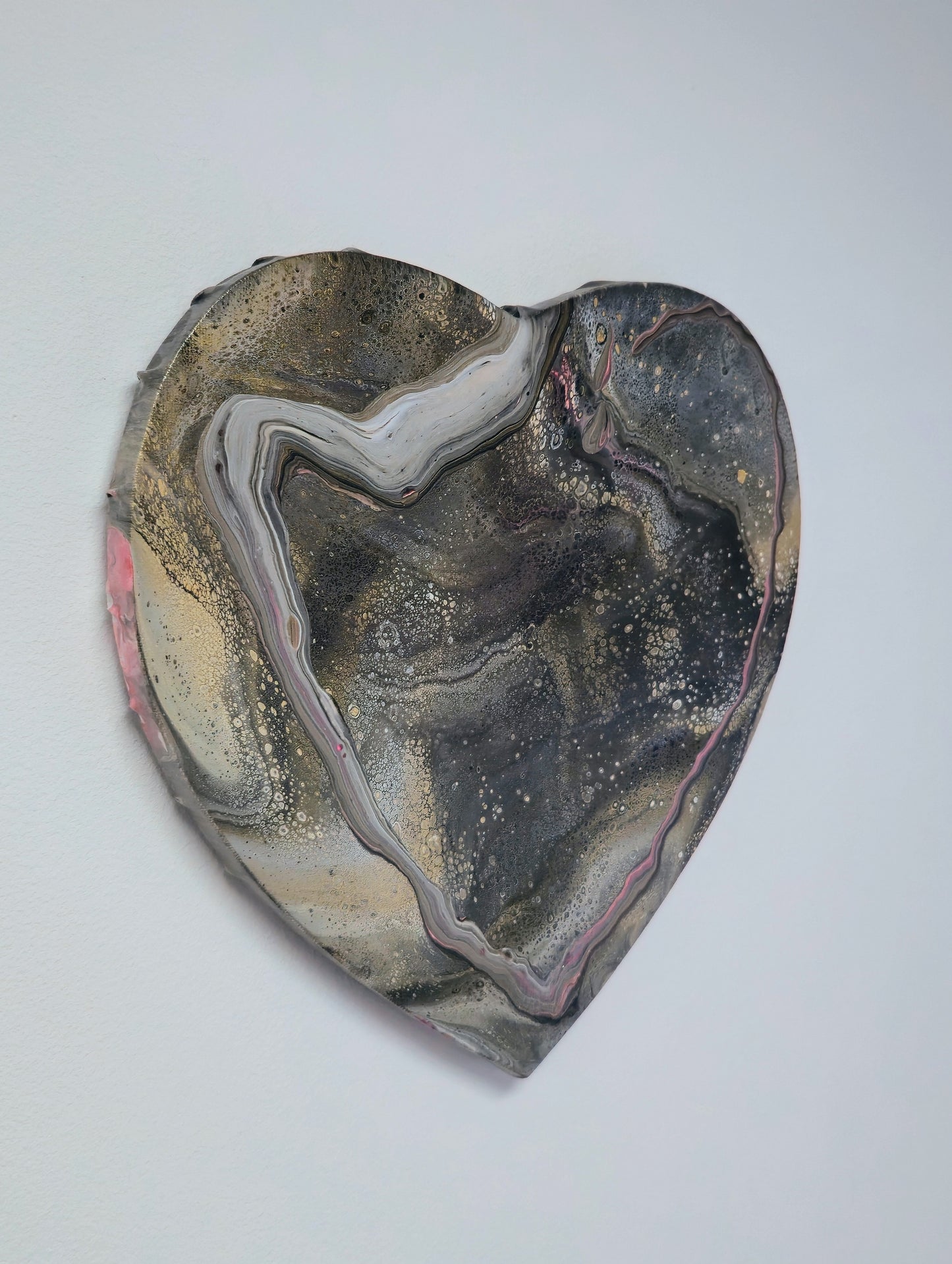 Serce Meteorytu – Obraz Serce Pouring Art 30 cm