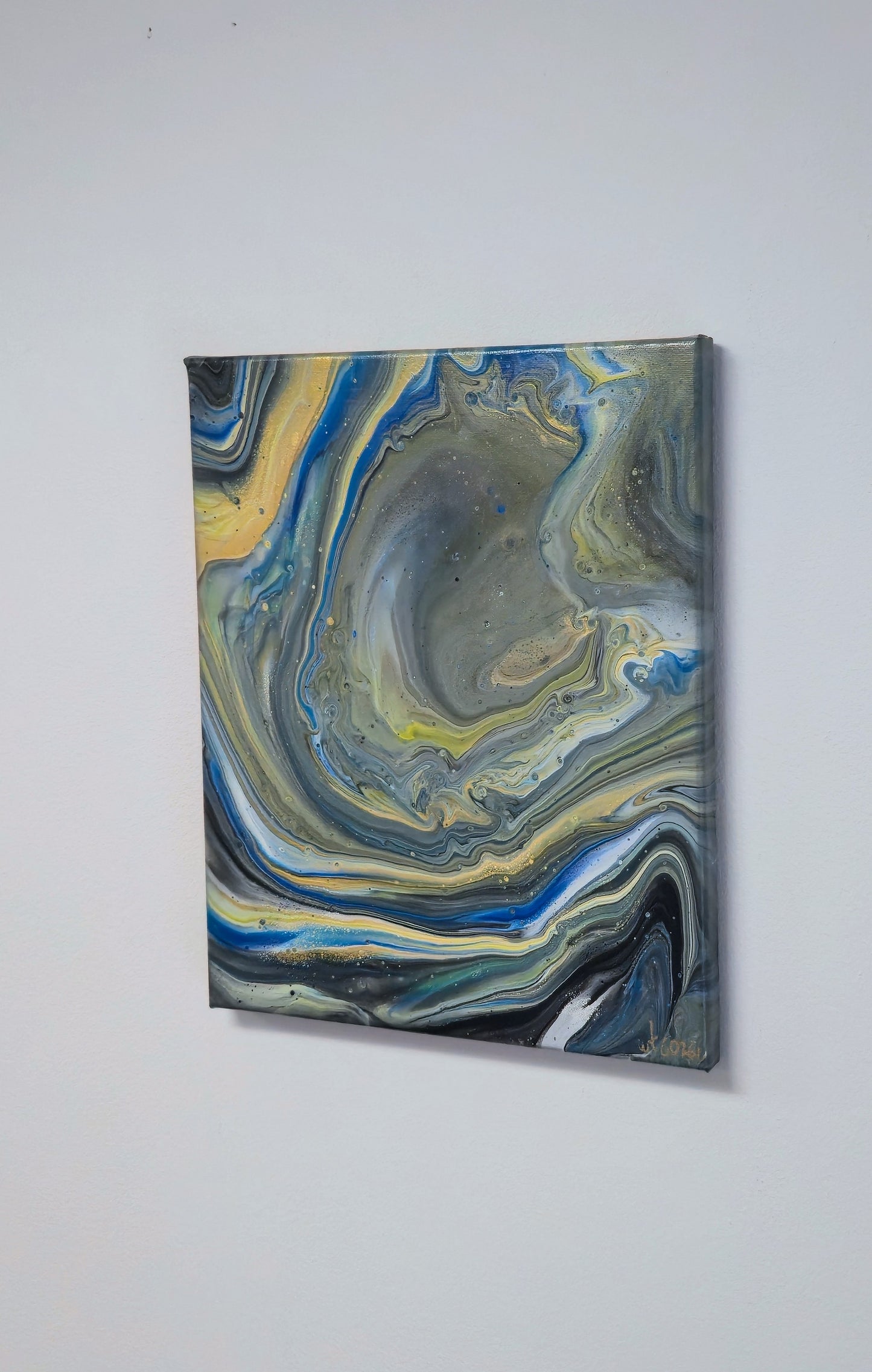 Burzowa Geologia – Obraz Abstrakcyjny Pouring Art 25x30 cm