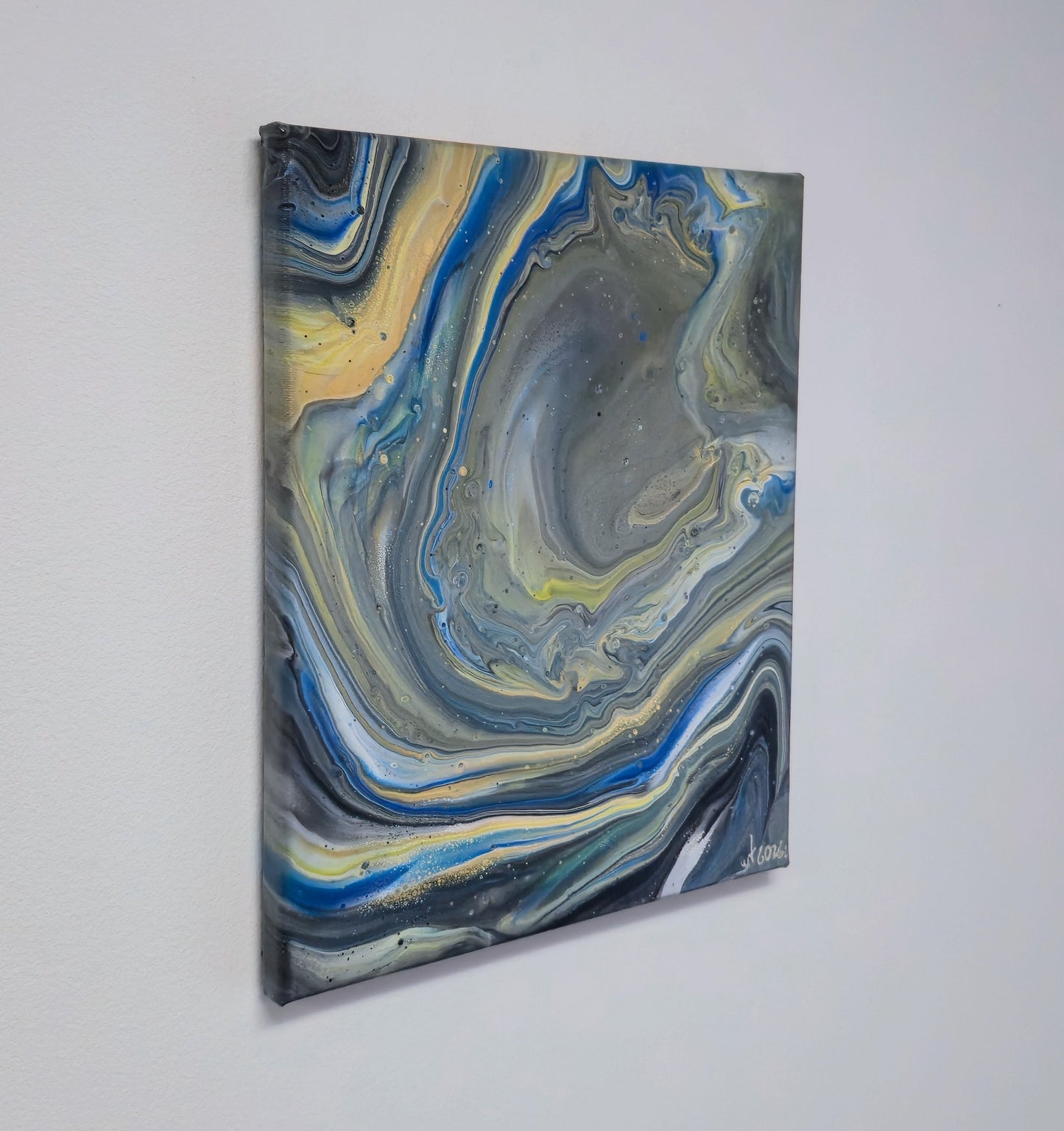 Burzowa Geologia – Obraz Abstrakcyjny Pouring Art 25x30 cm