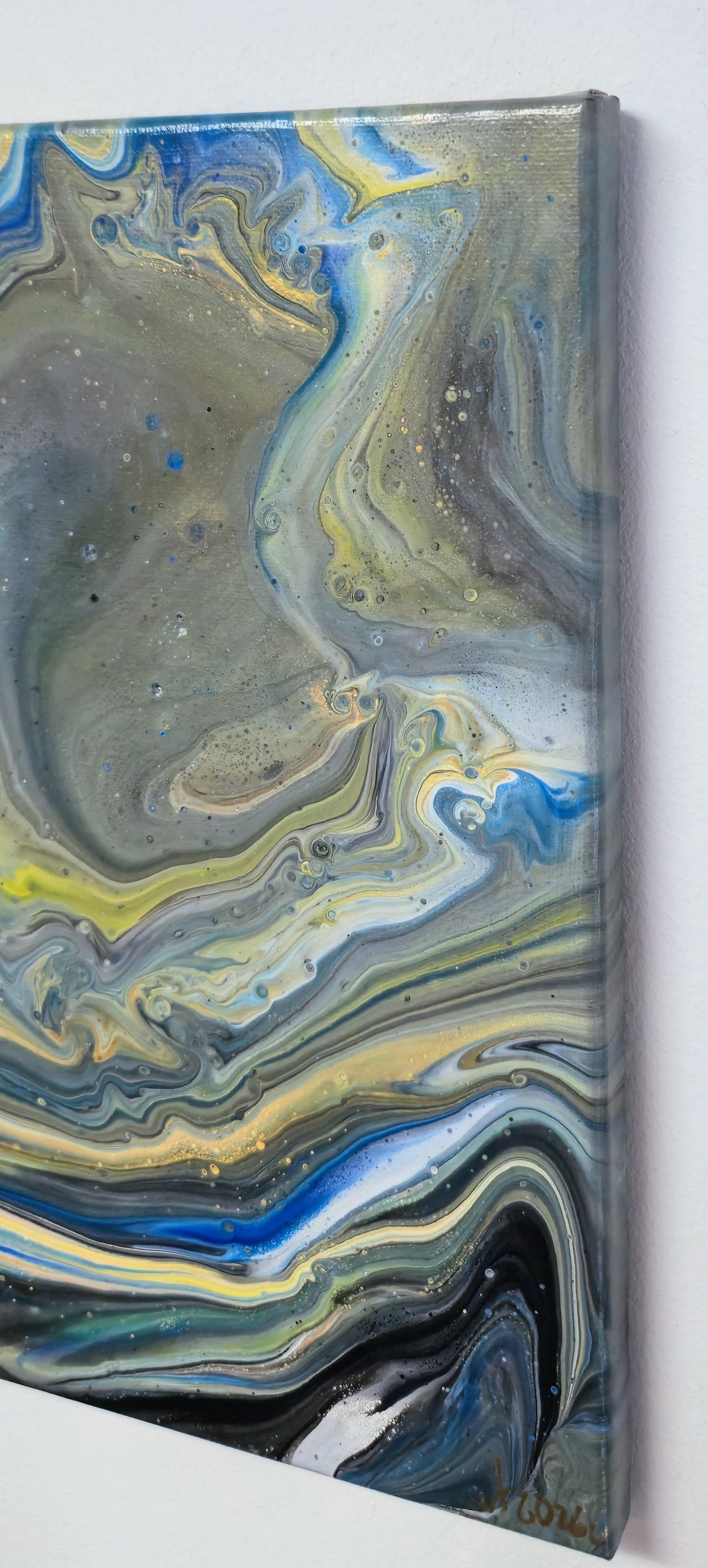 Burzowa Geologia – Obraz Abstrakcyjny Pouring Art 25x30 cm