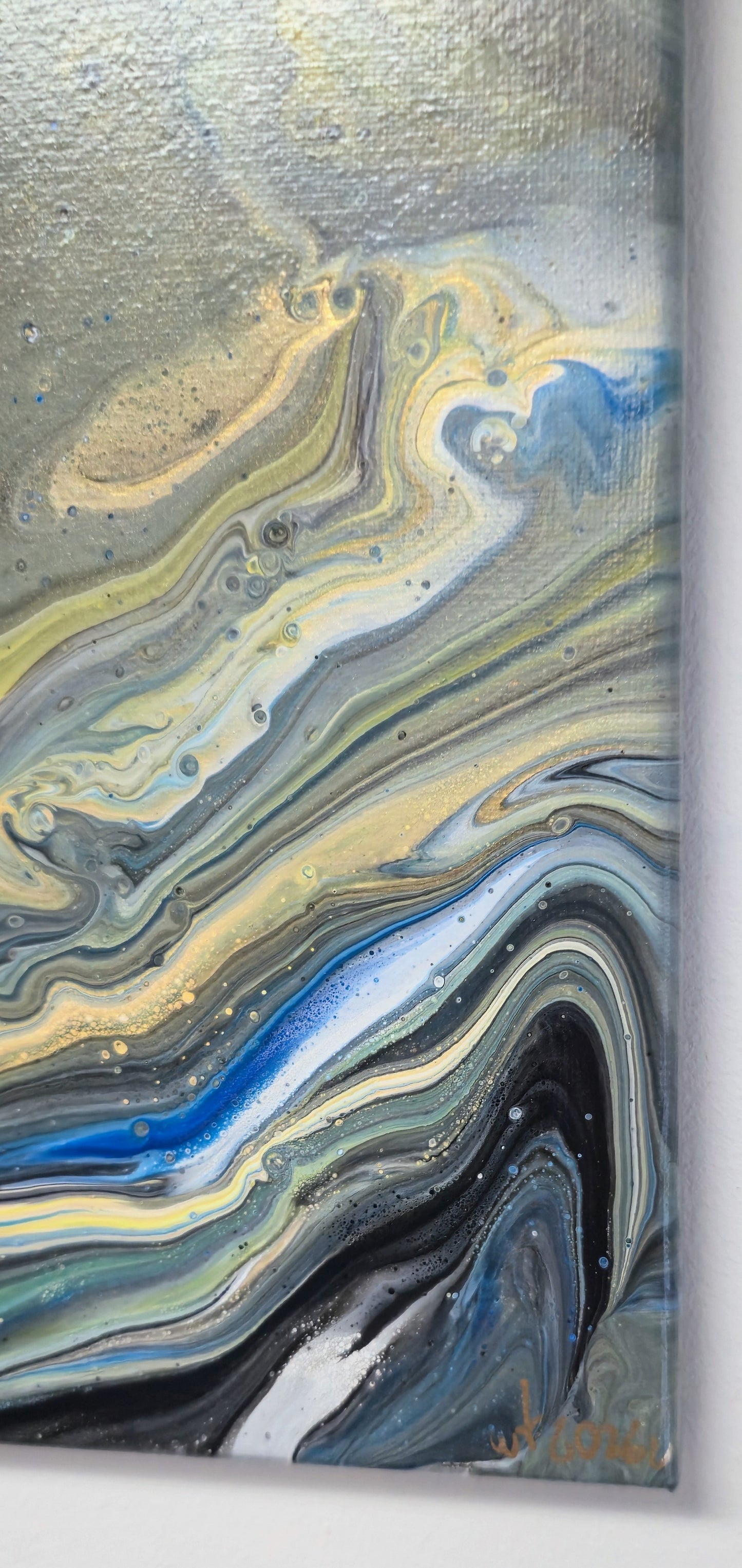 Burzowa Geologia – Obraz Abstrakcyjny Pouring Art 25x30 cm