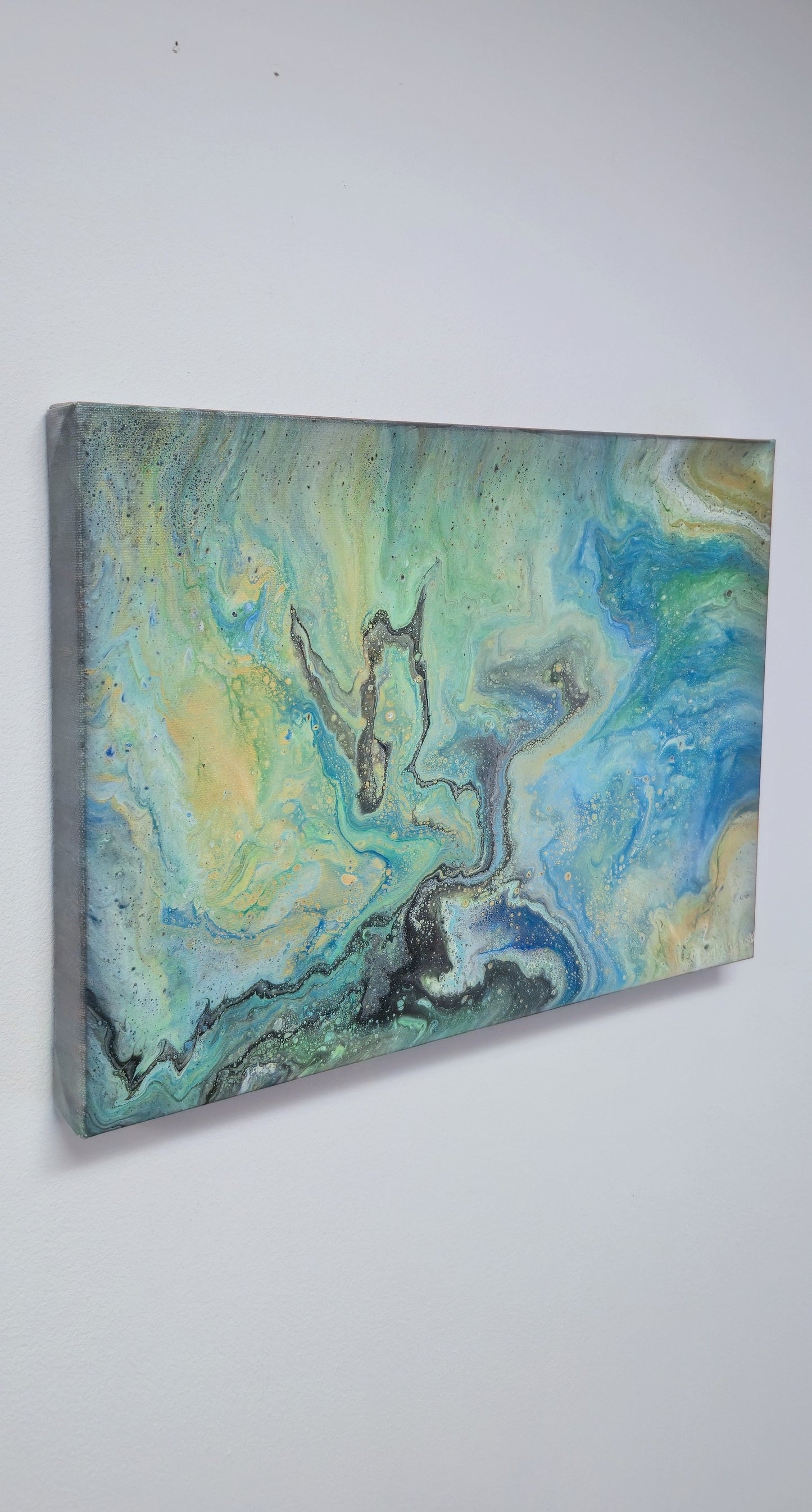 Karaibska Głębina – Obraz Abstrakcyjny Pouring Art 30x40 cm