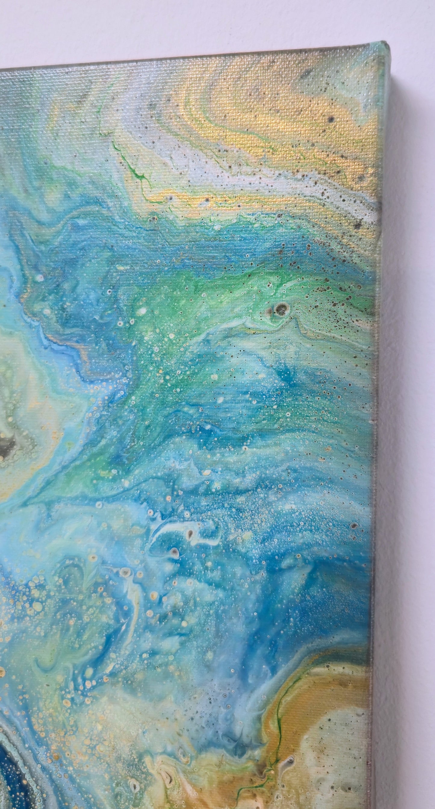 Karaibska Głębina – Obraz Abstrakcyjny Pouring Art 30x40 cm