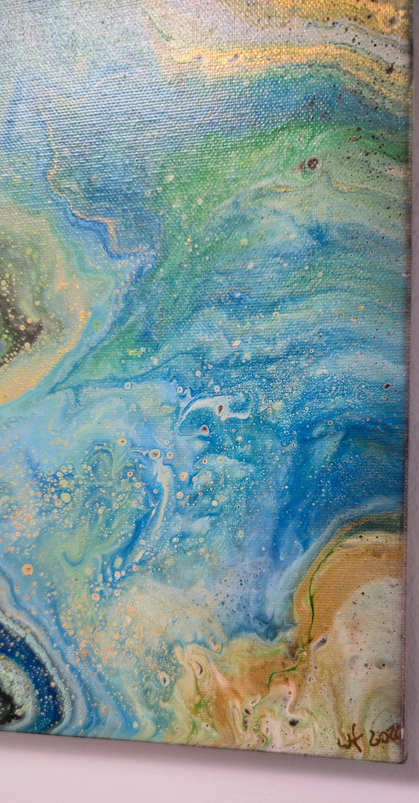 Karaibska Głębina – Obraz Abstrakcyjny Pouring Art 30x40 cm