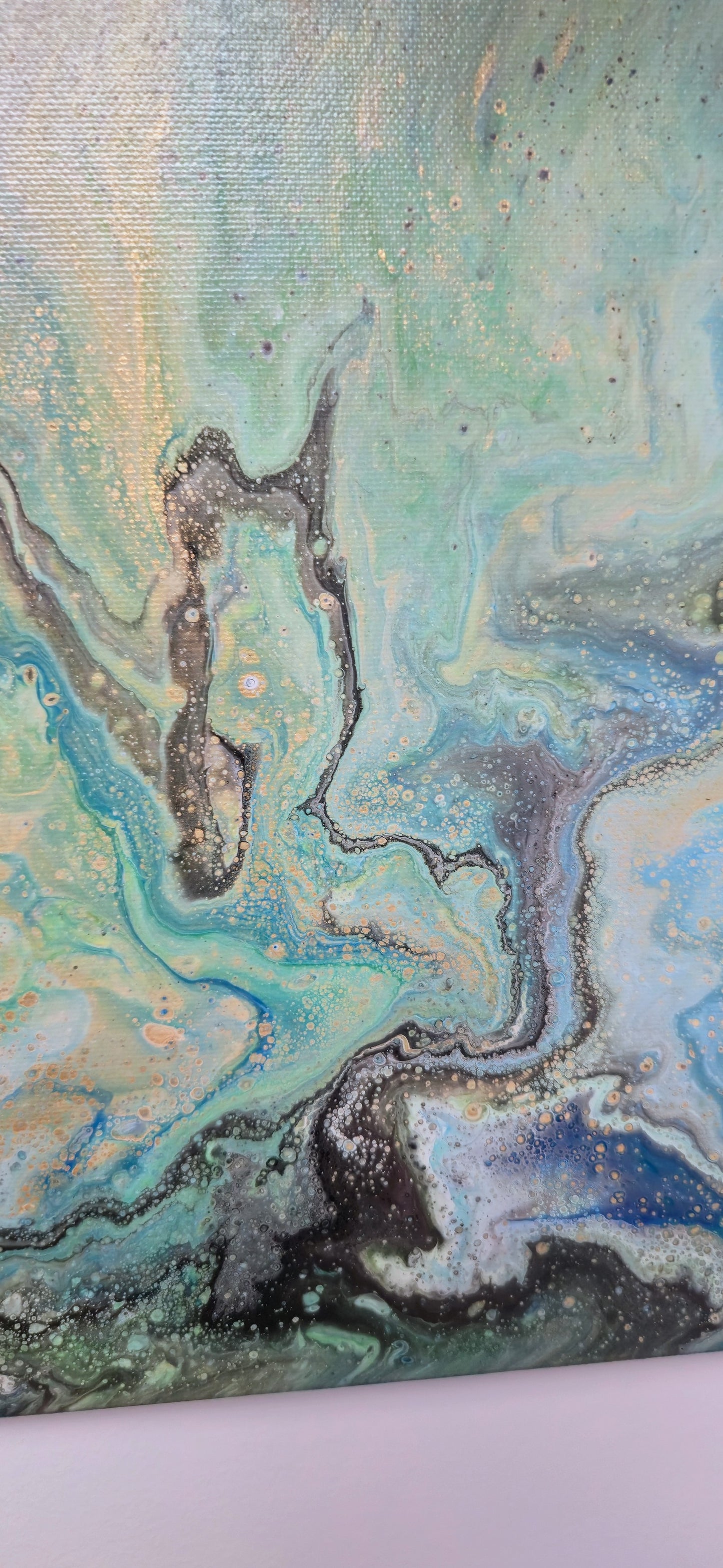 Karaibska Głębina – Obraz Abstrakcyjny Pouring Art 30x40 cm