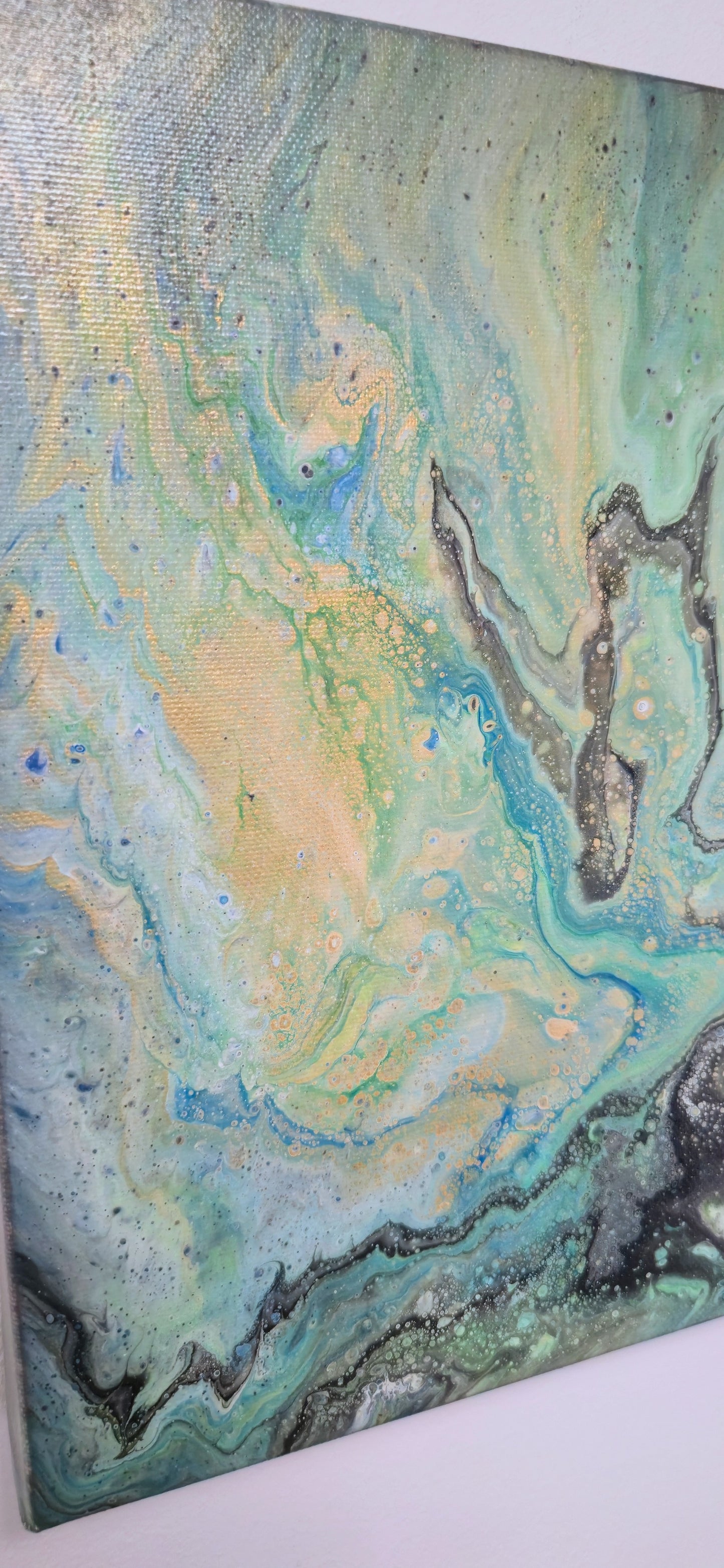Karaibska Głębina – Obraz Abstrakcyjny Pouring Art 30x40 cm
