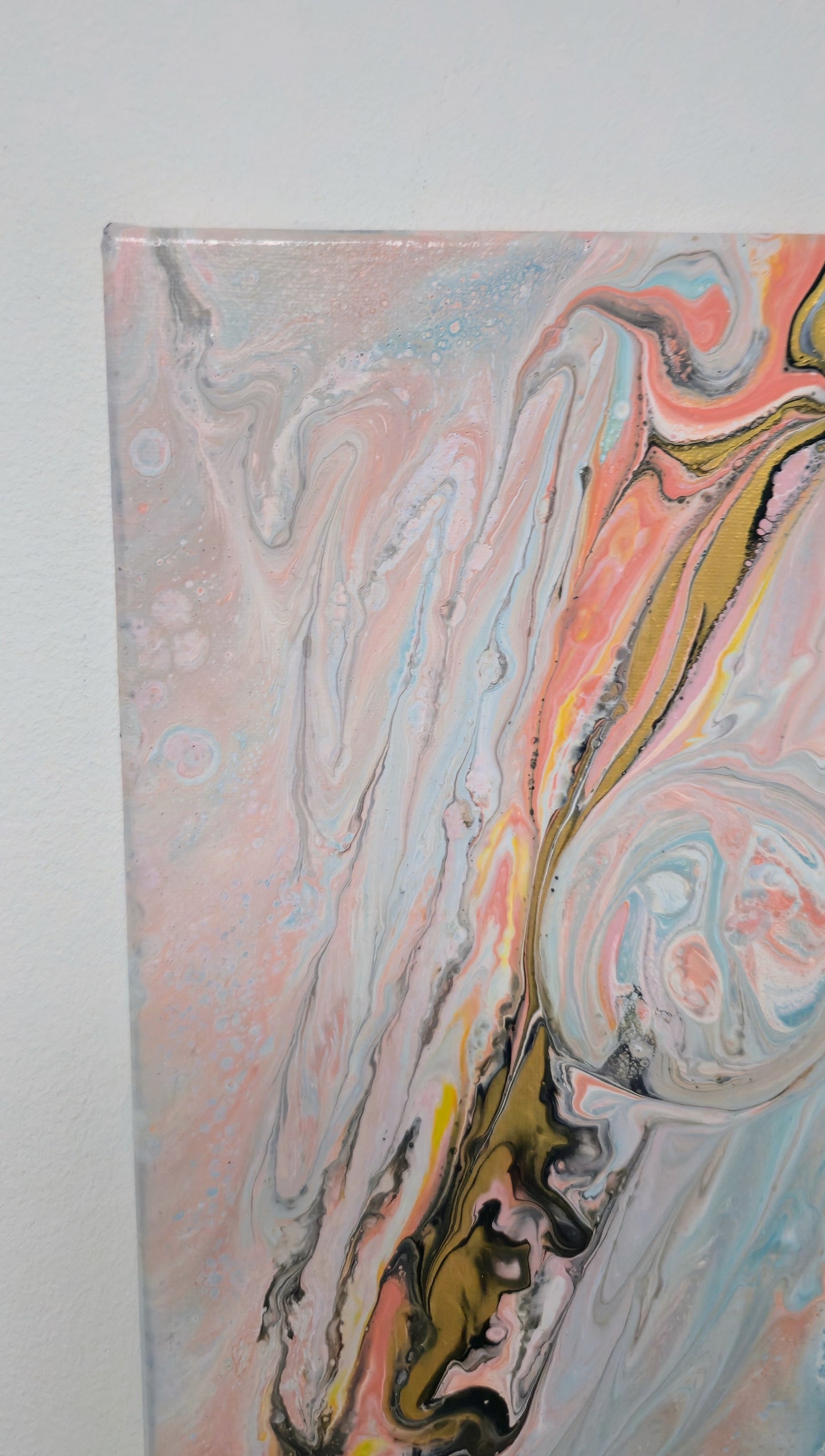 Serce Muszli – Obraz Abstrakcyjny Pouring Art 25x30 cm