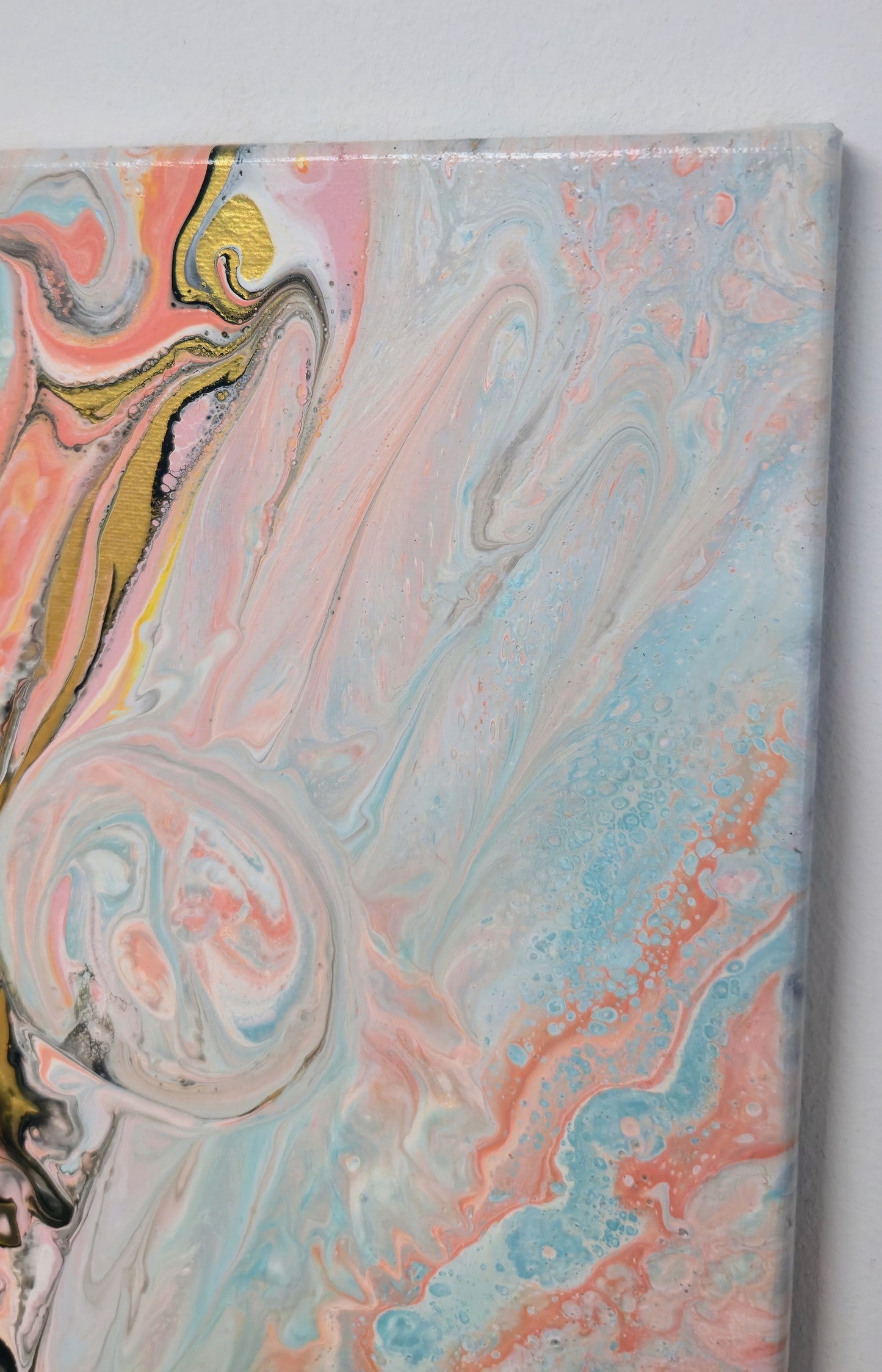 Serce Muszli – Obraz Abstrakcyjny Pouring Art 25x30 cm
