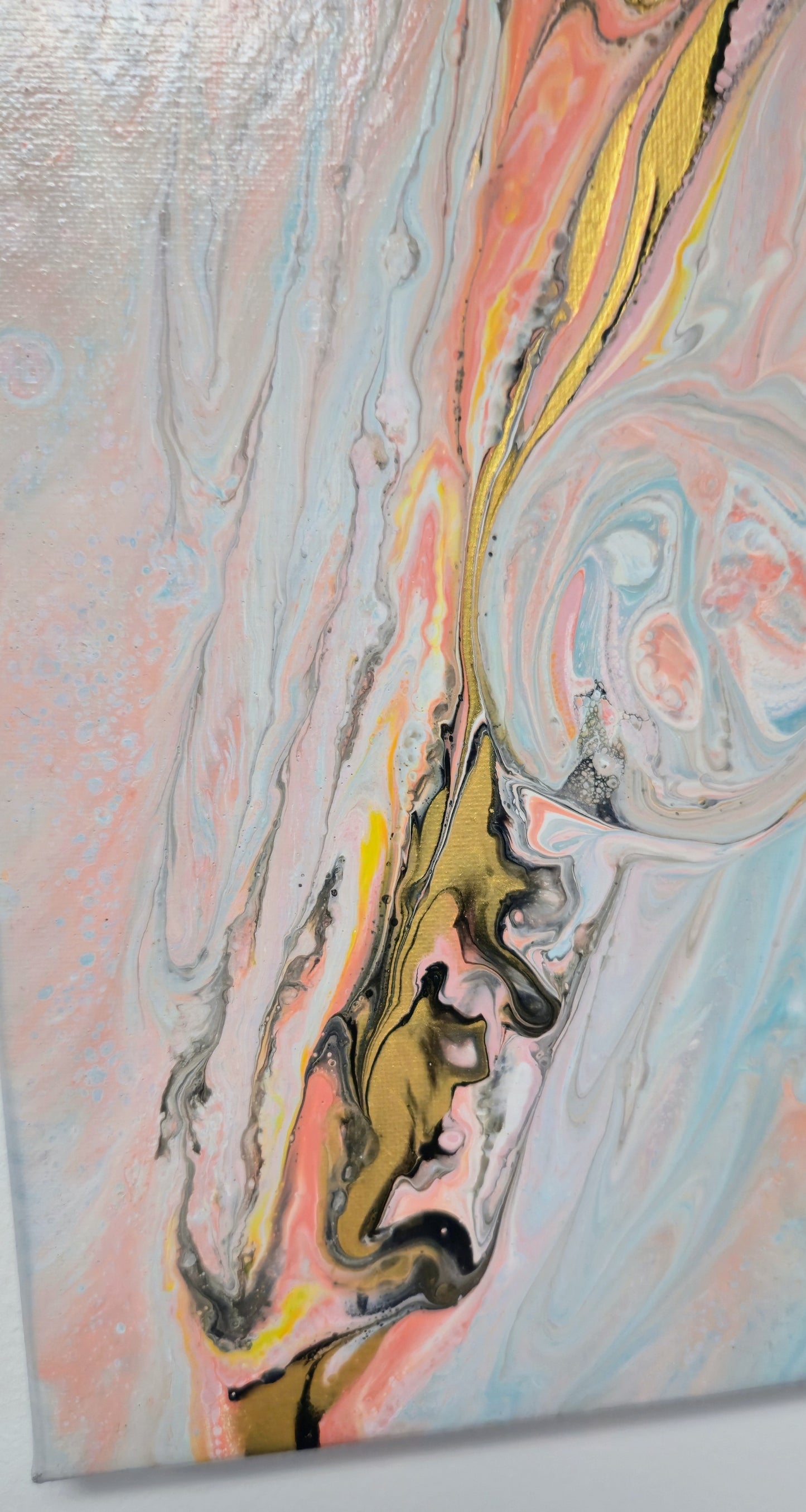 Serce Muszli – Obraz Abstrakcyjny Pouring Art 25x30 cm