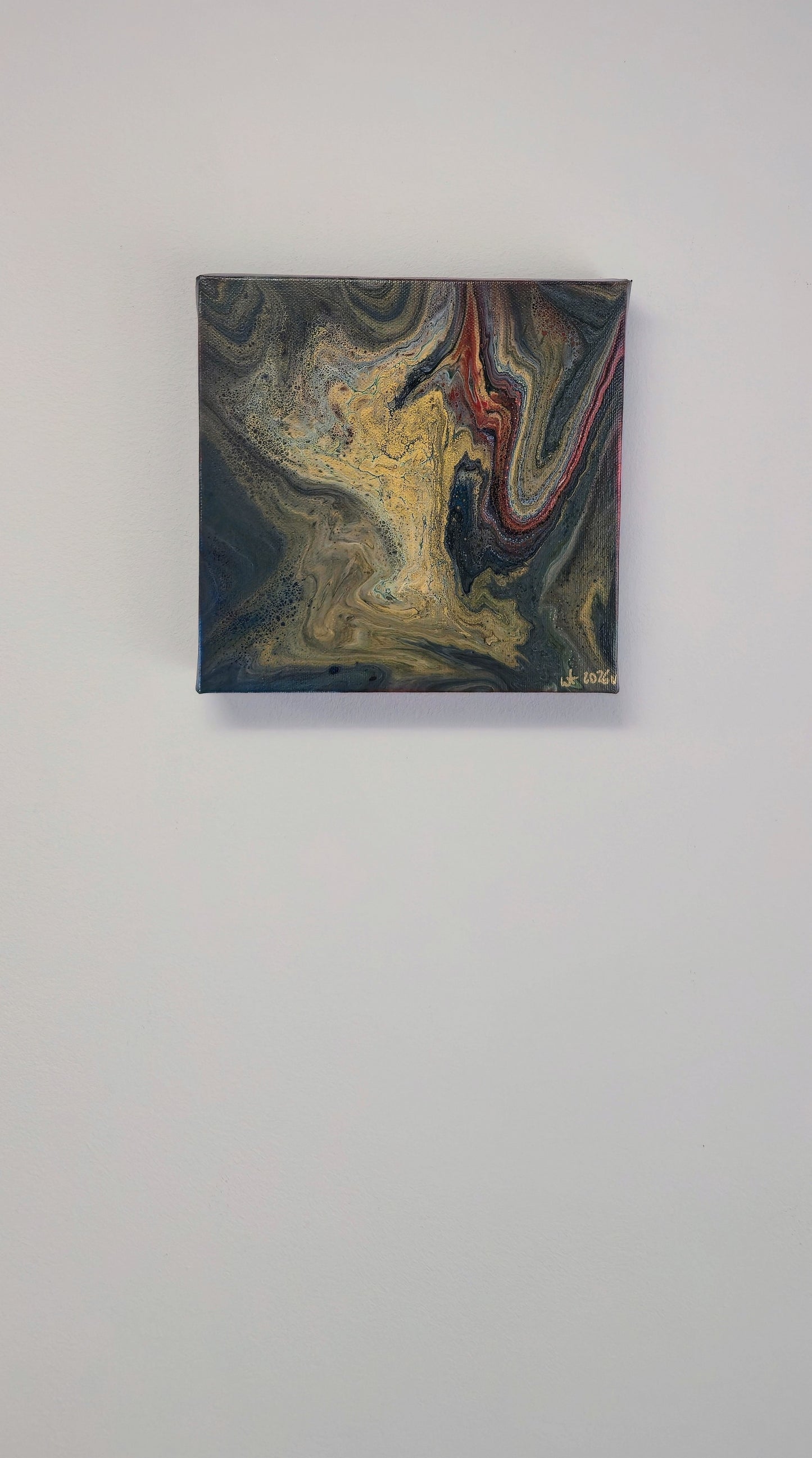 Złota Ruda – Obraz Abstrakcyjny Pouring Art 20x20 cm