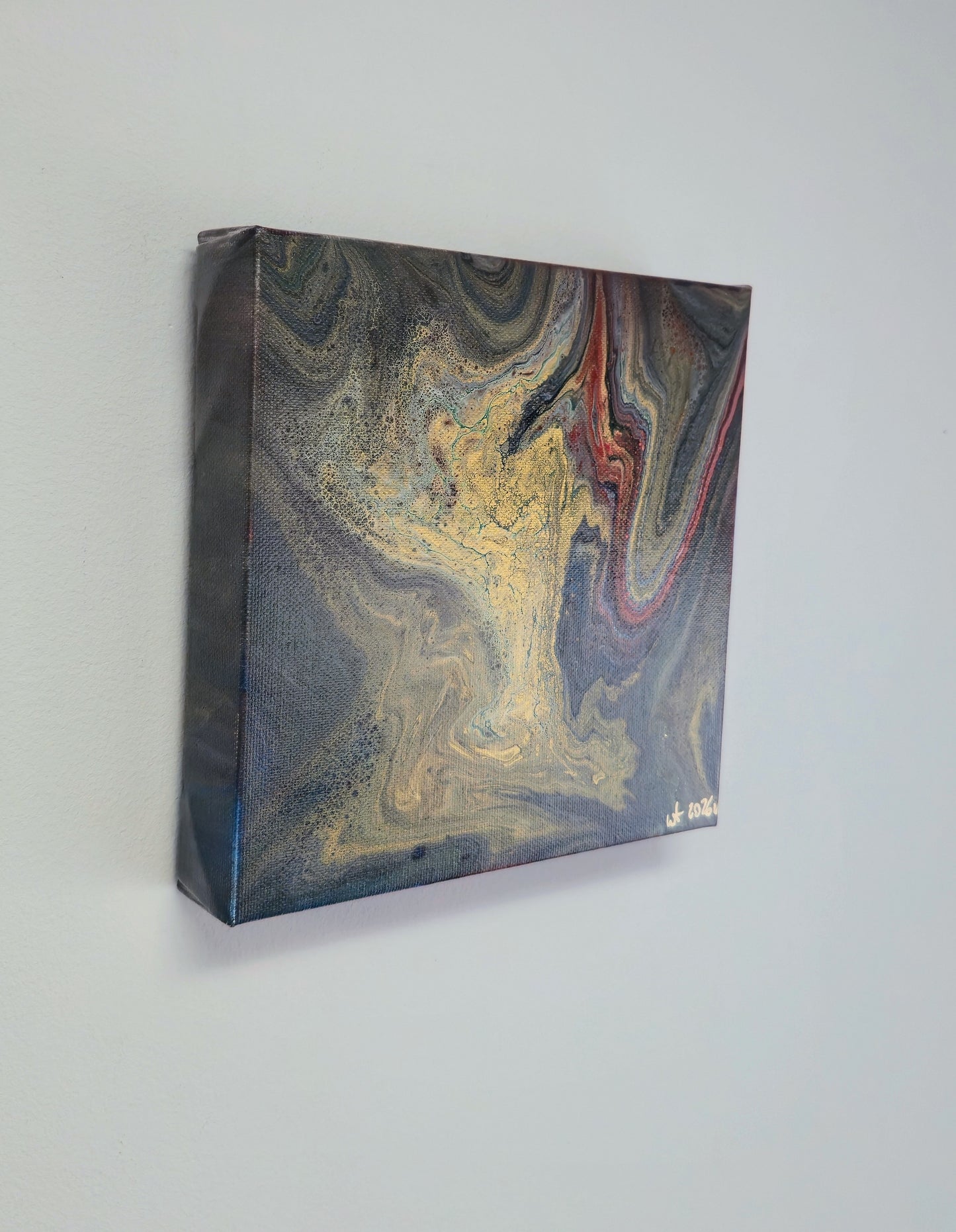 Złota Ruda – Obraz Abstrakcyjny Pouring Art 20x20 cm