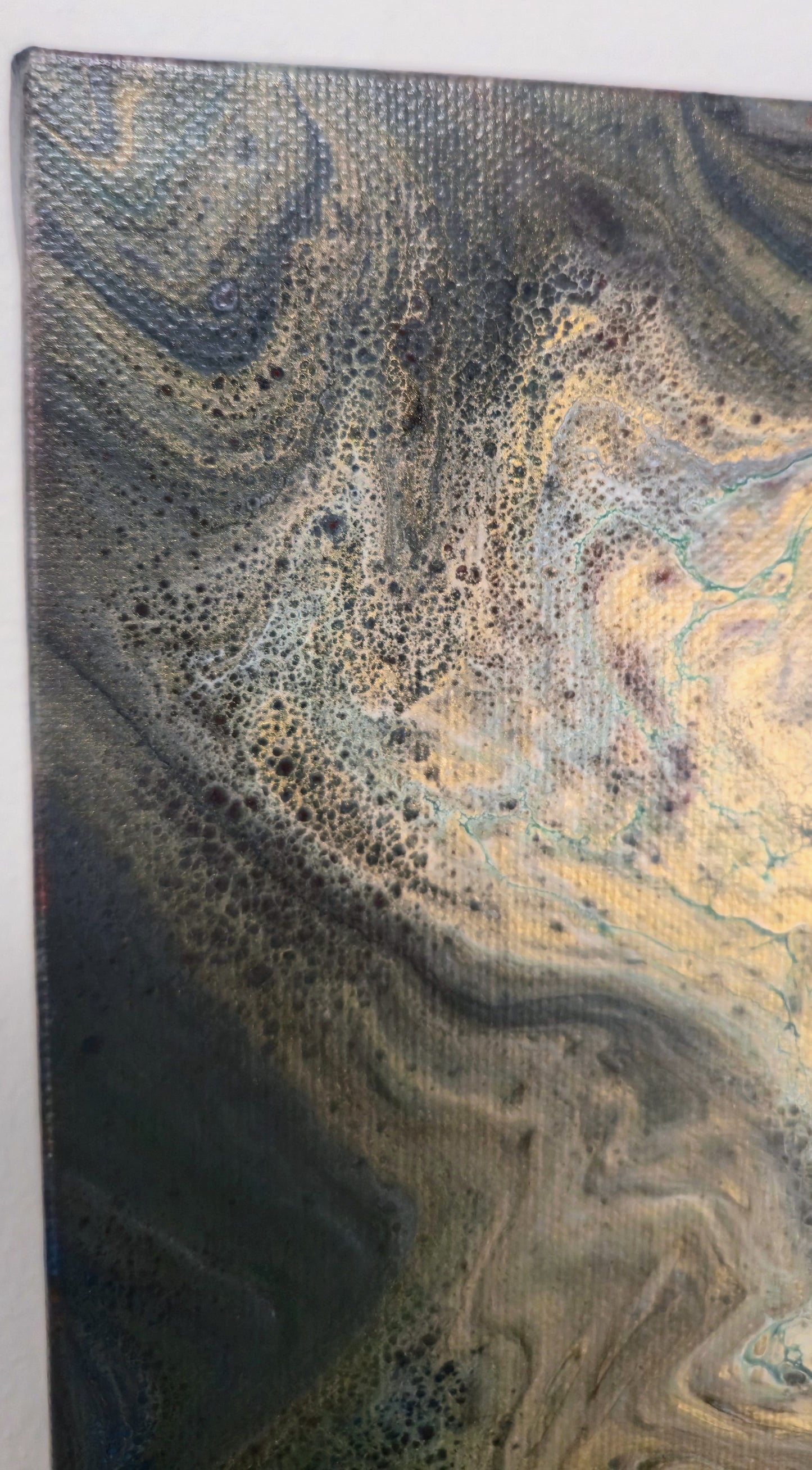 Złota Ruda – Obraz Abstrakcyjny Pouring Art 20x20 cm