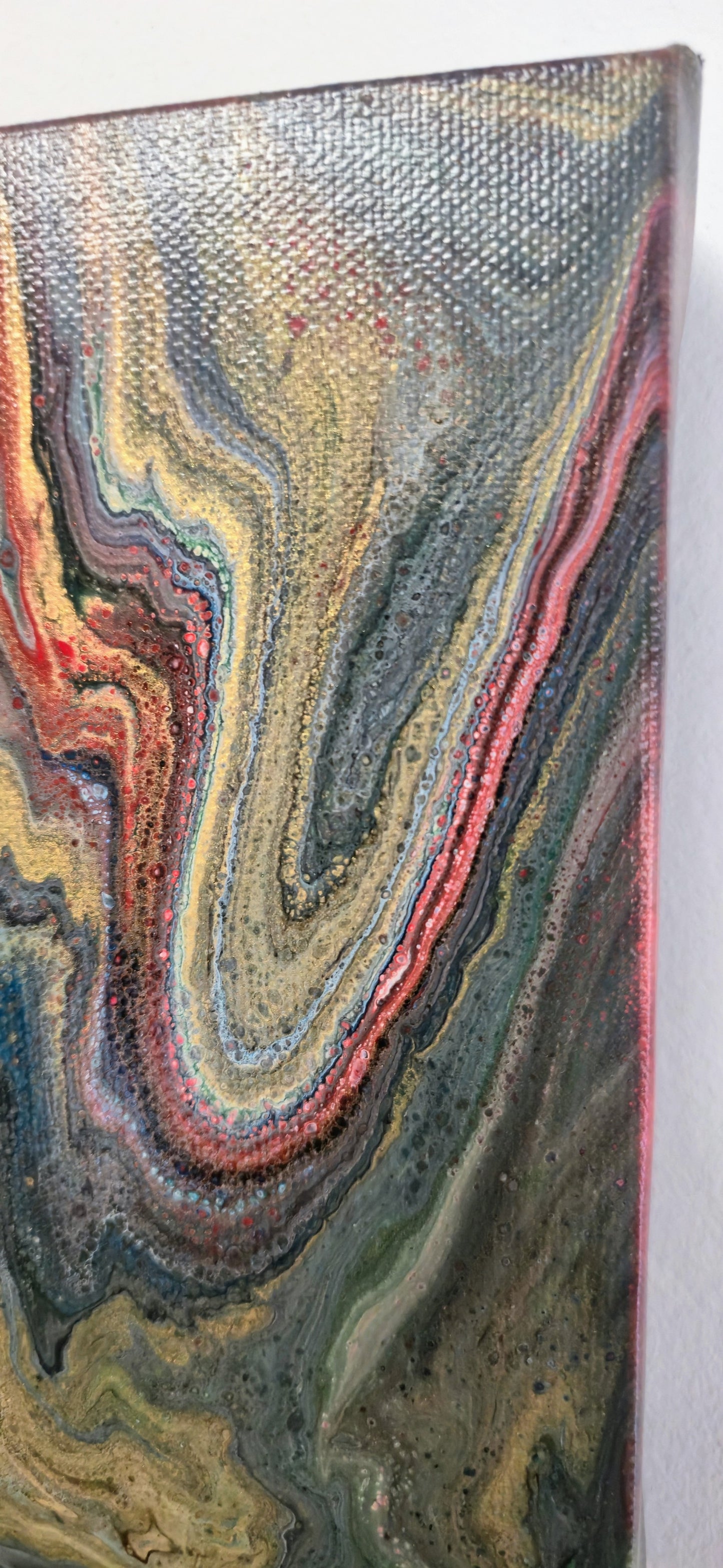 Złota Ruda – Obraz Abstrakcyjny Pouring Art 20x20 cm