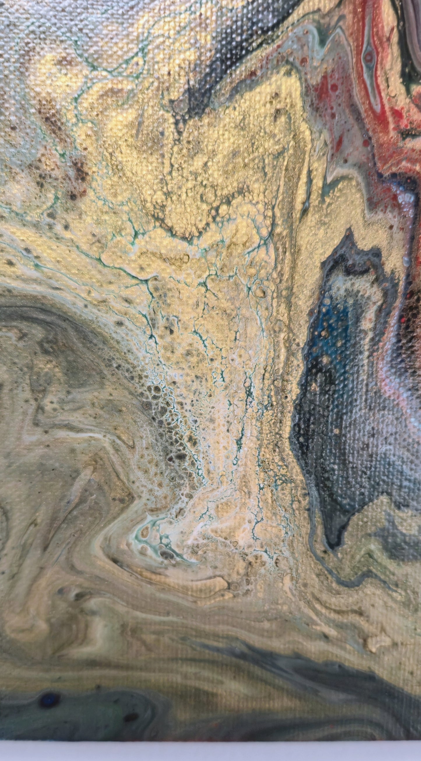 Złota Ruda – Obraz Abstrakcyjny Pouring Art 20x20 cm