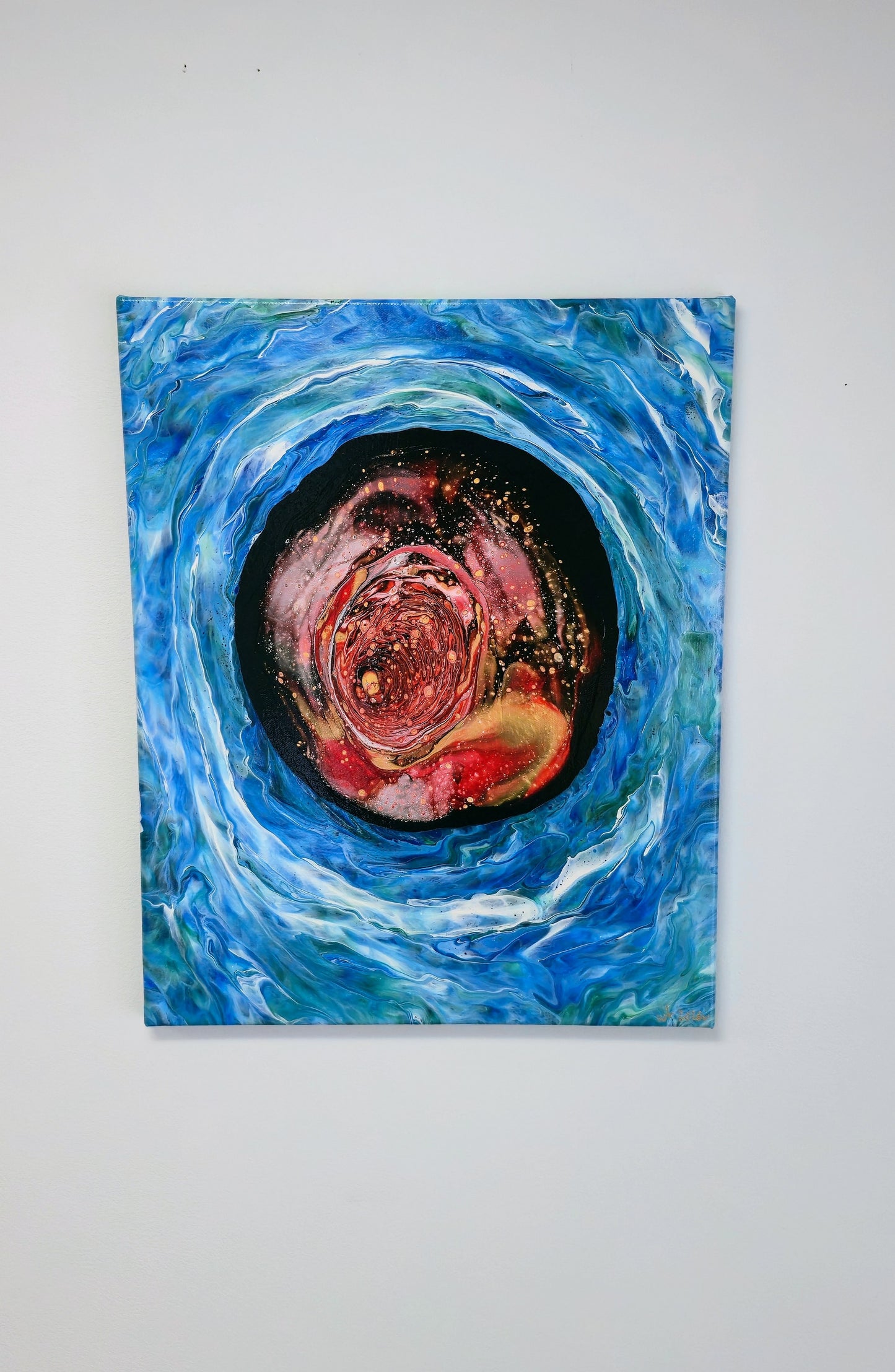 Portal Oceanu – Obraz Abstrakcyjny Pouring Art 40x50 cm