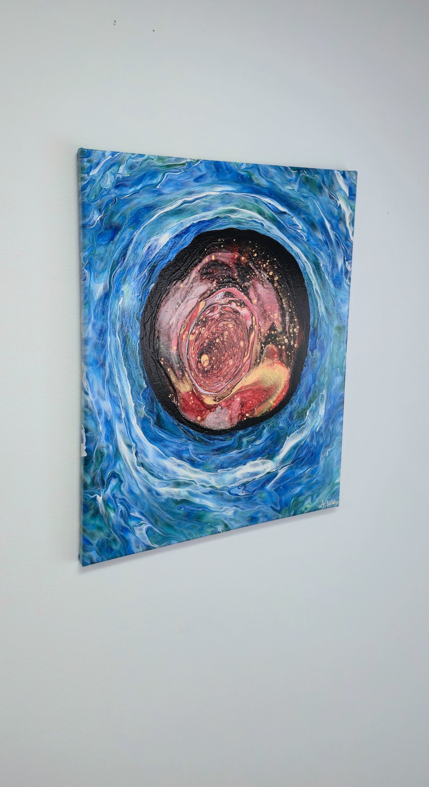 Portal Oceanu – Obraz Abstrakcyjny Pouring Art 40x50 cm