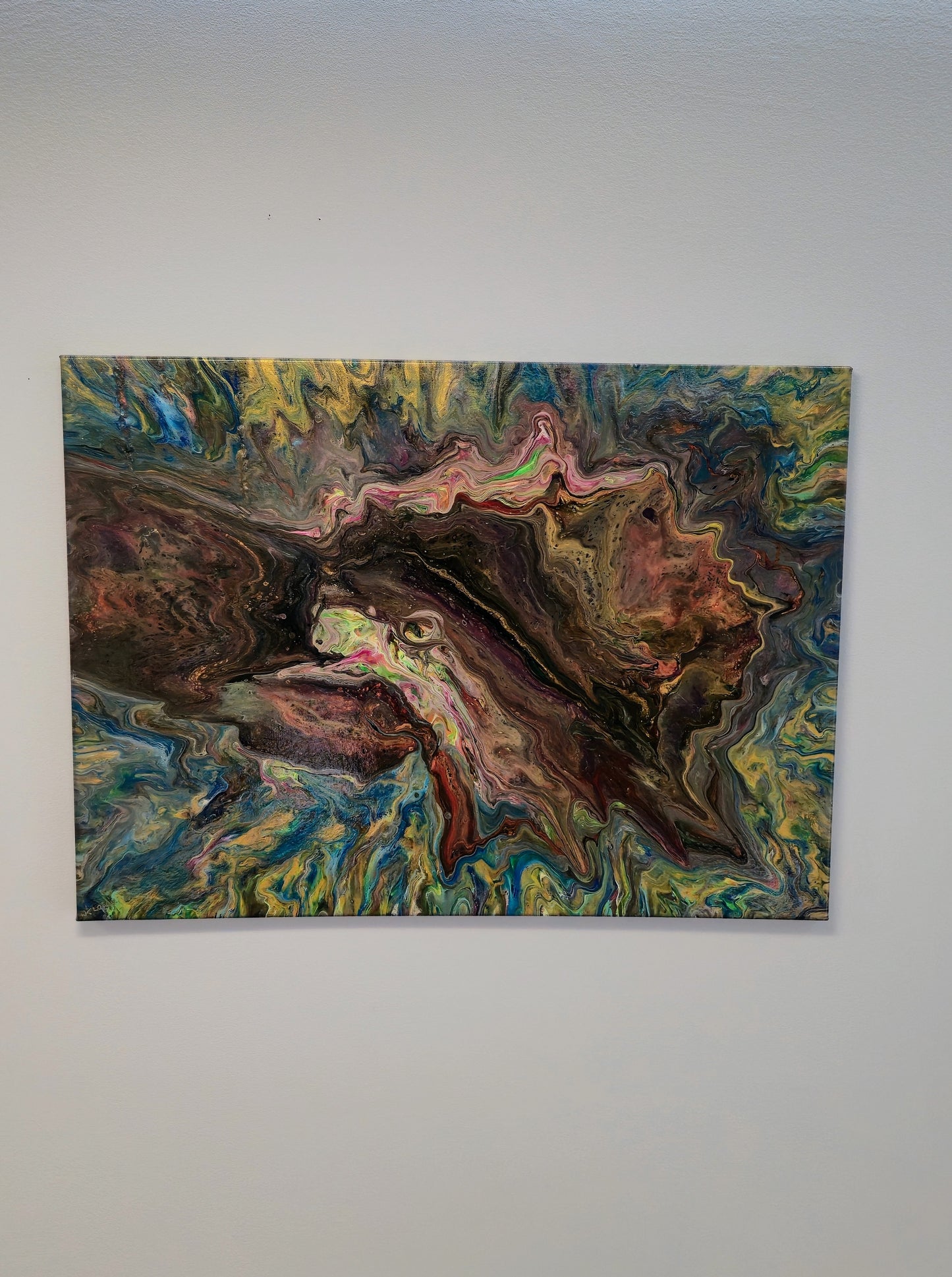 Kosmiczna Mątwa – Obraz Abstrakcyjny Pouring Art 55x75 cm