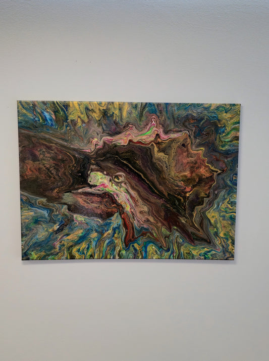Kosmiczna Mątwa – Obraz Abstrakcyjny Pouring Art 55x75 cm
