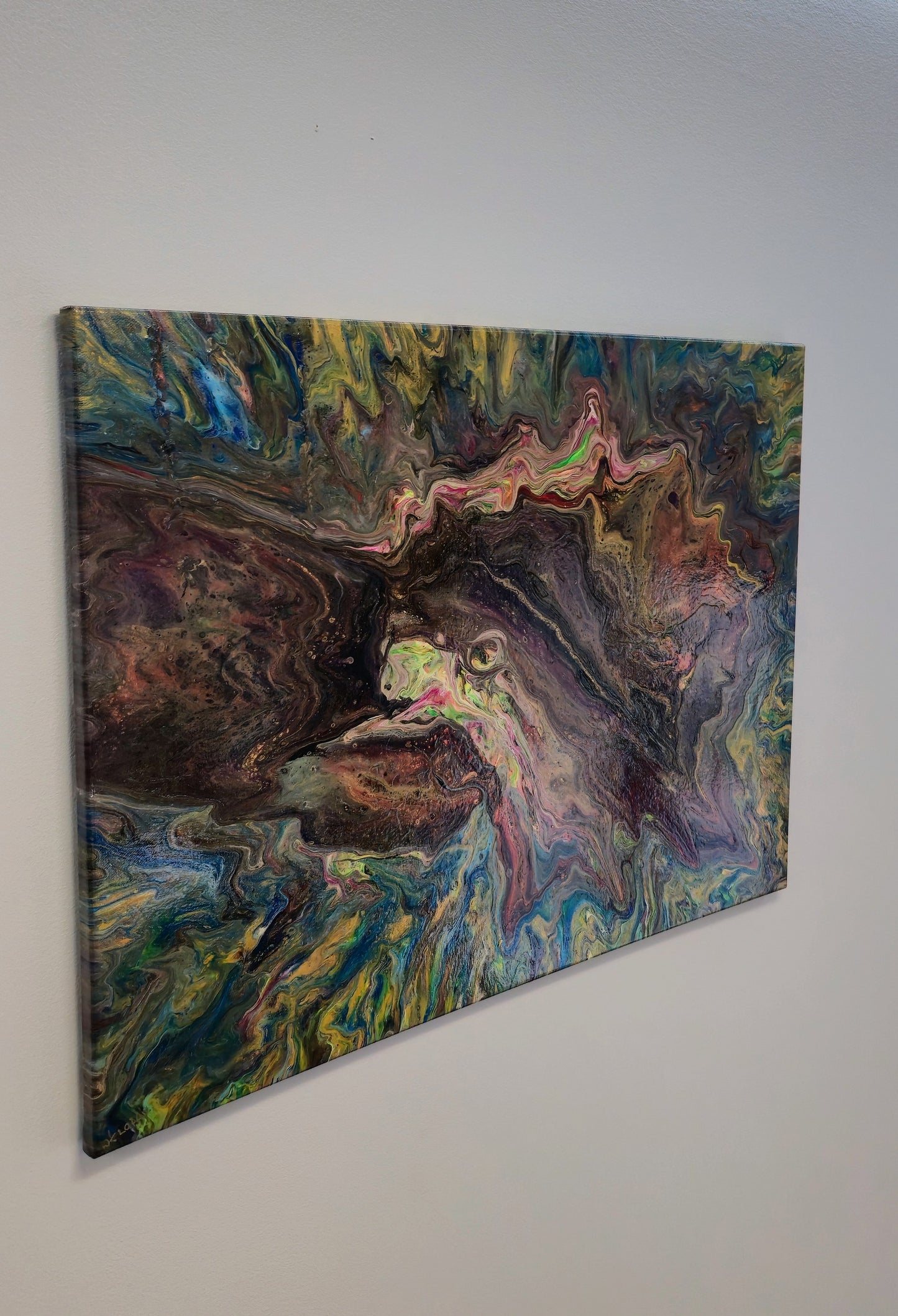 Kosmiczna Mątwa – Obraz Abstrakcyjny Pouring Art 55x75 cm