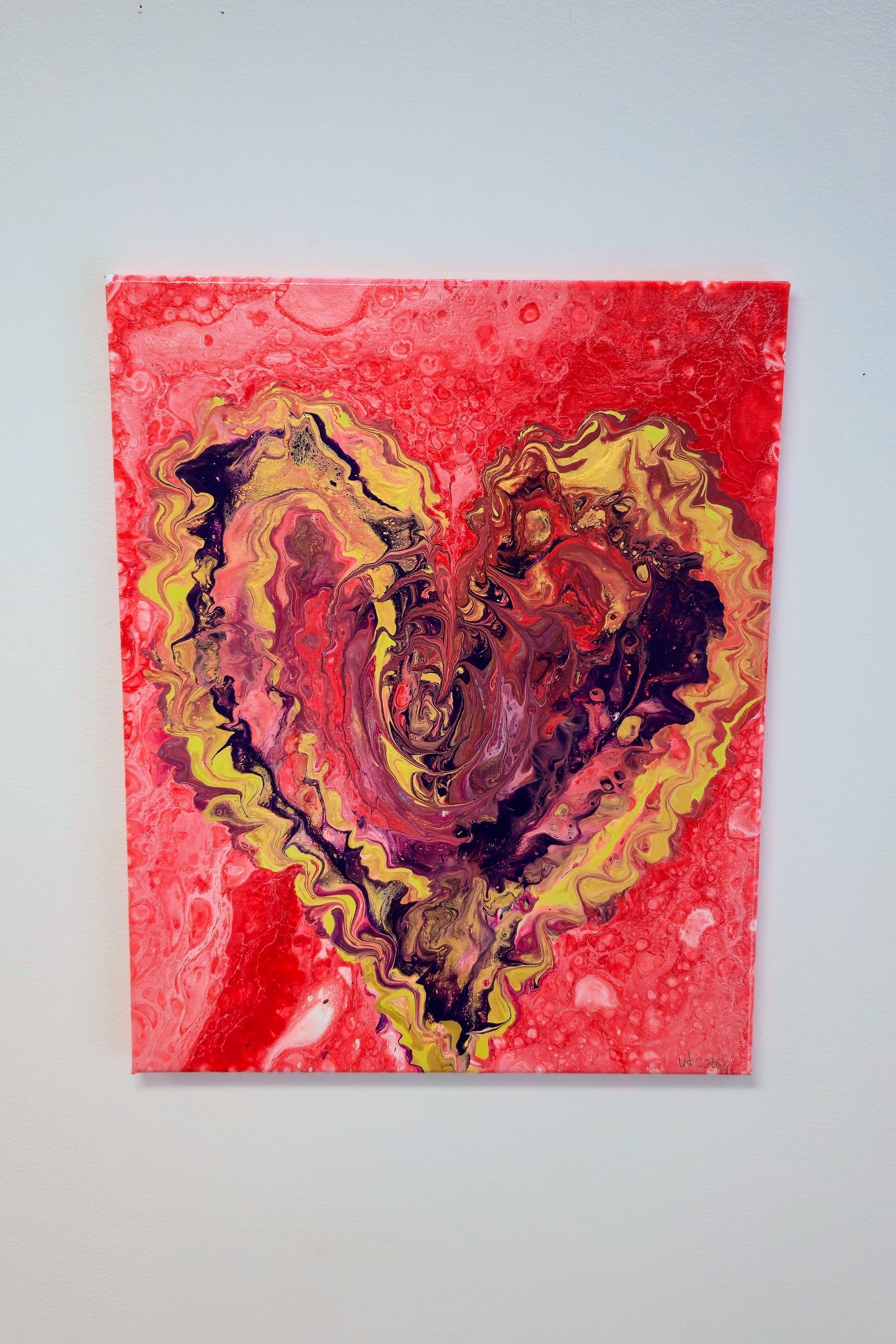 Serce Współczucia – Obraz Abstrakcyjny Pouring Art (40x50 cm)