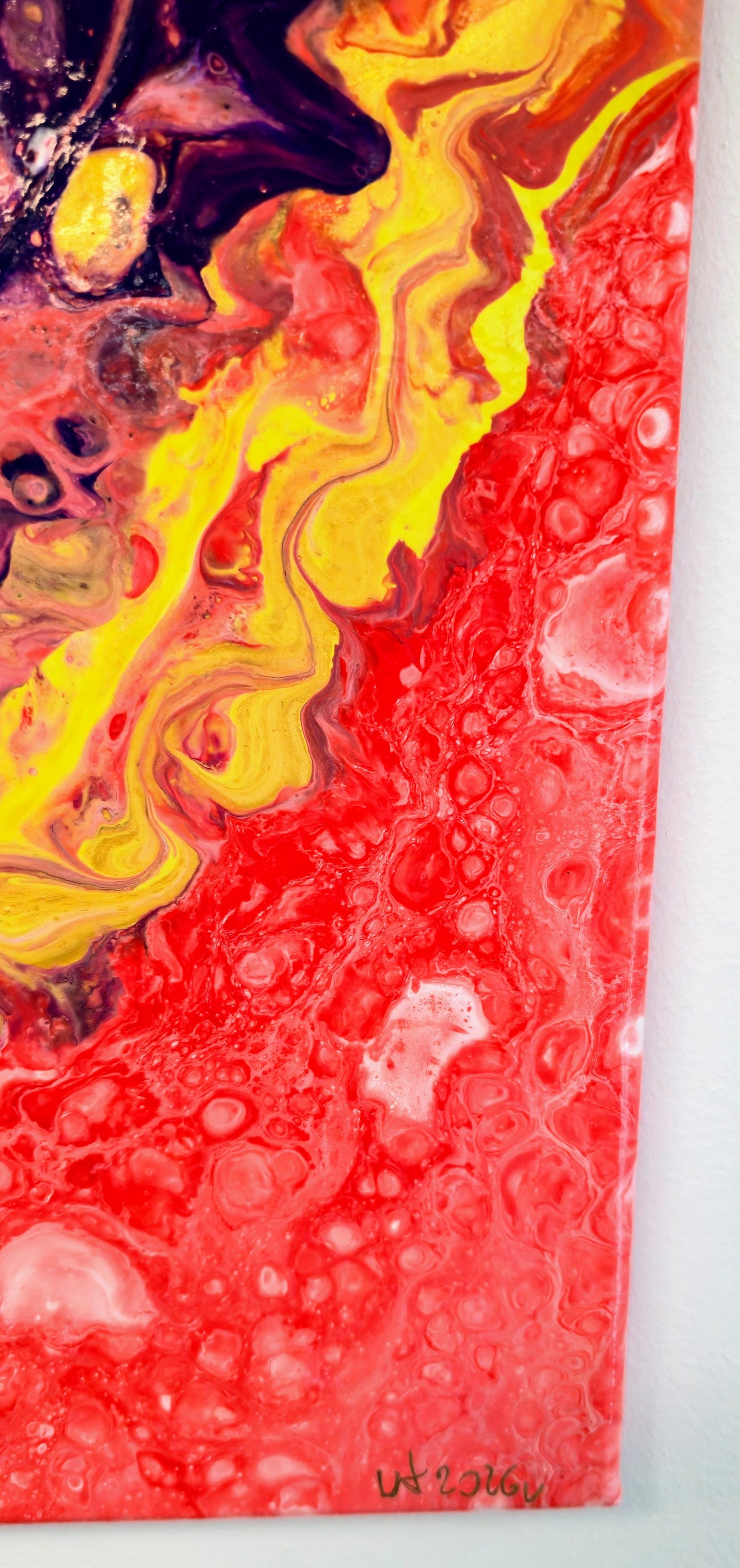 Serce Współczucia – Obraz Abstrakcyjny Pouring Art (40x50 cm)