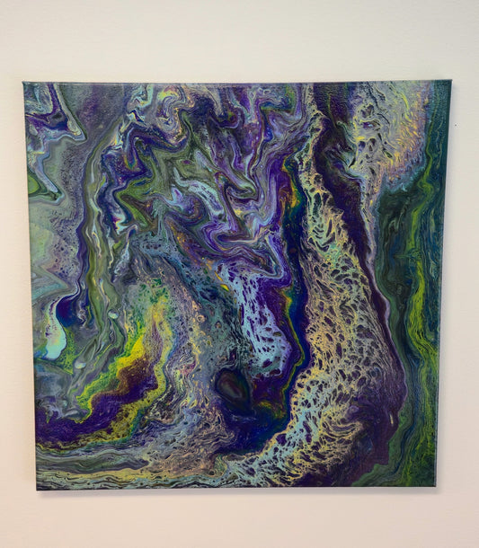 Otchłań Głębiny – Obraz Abstrakcyjny Pouring Art (50x50 cm)