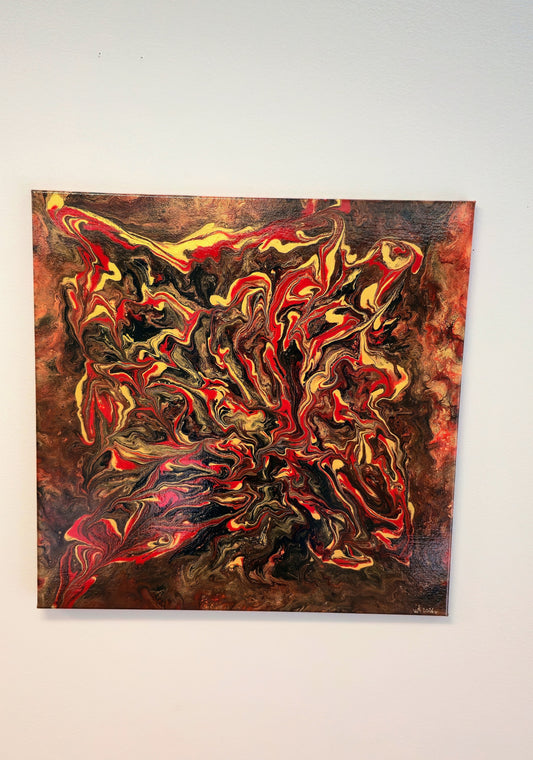 Erupcja – Obraz Abstrakcyjny Pouring Art (50x50 cm)