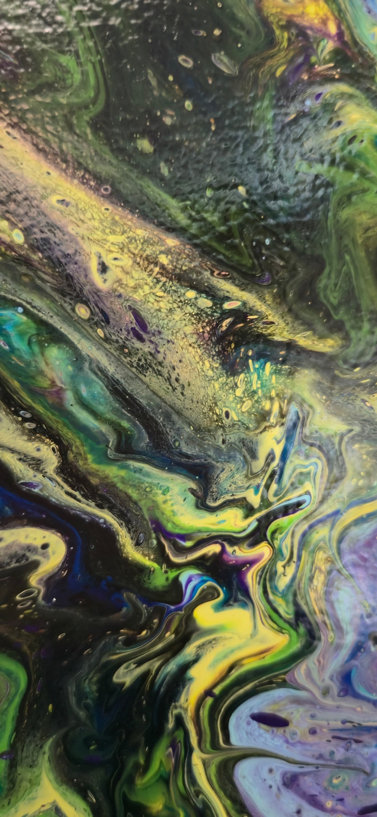 Fioletowy Sen Lasu – Obraz Abstrakcyjny Pouring Art (50x50 cm)