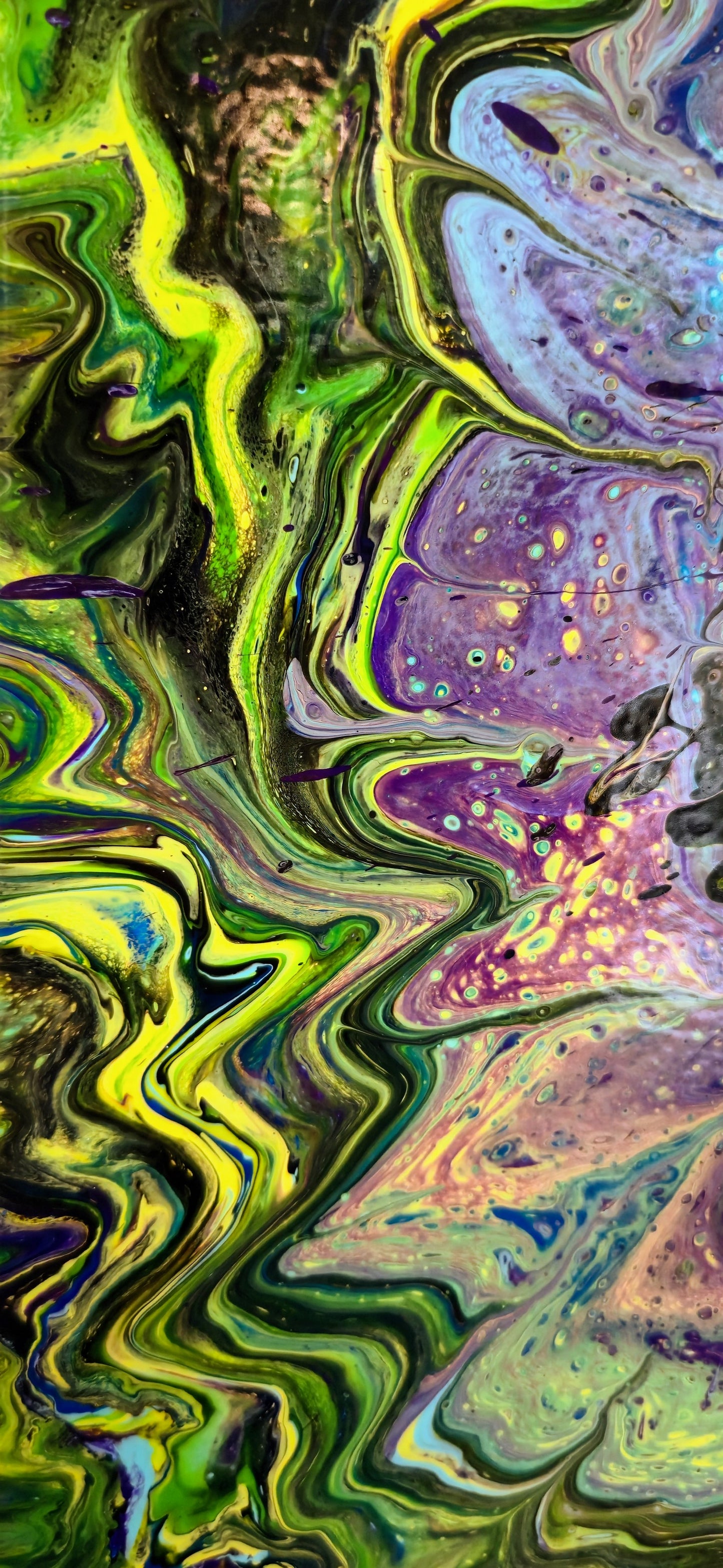 Fioletowy Sen Lasu – Obraz Abstrakcyjny Pouring Art (50x50 cm)