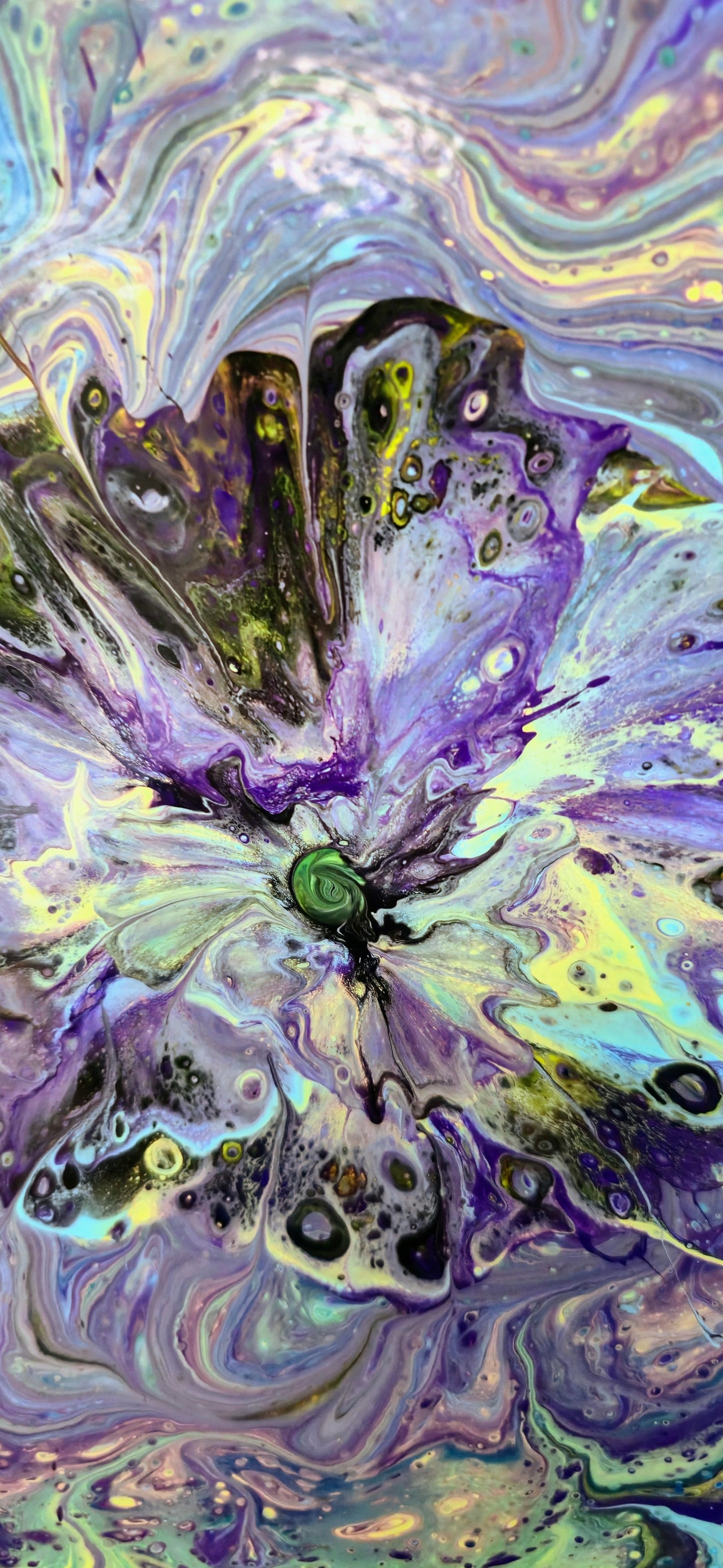 Fioletowy Sen Lasu – Obraz Abstrakcyjny Pouring Art (50x50 cm)