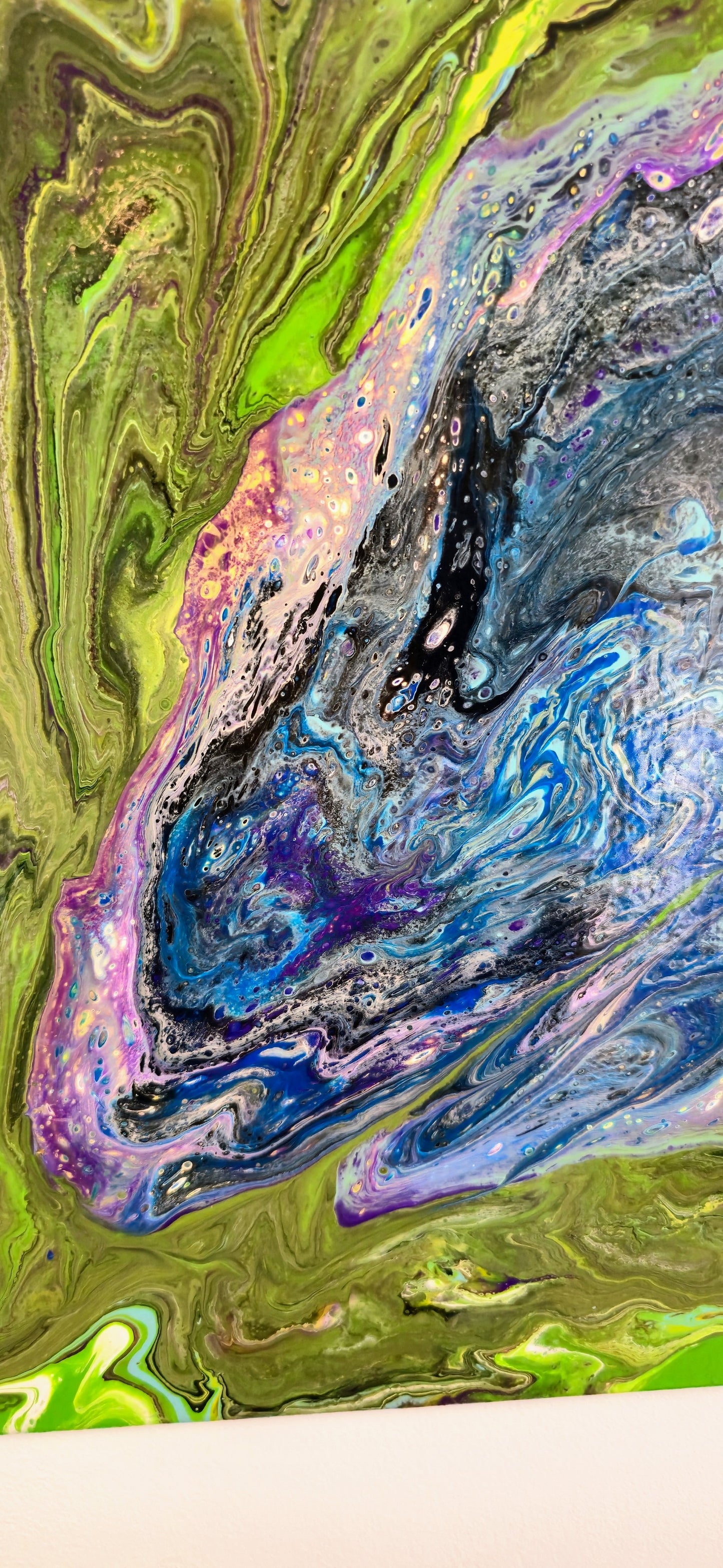 Kosmiczny Dinozaur – Obraz Abstrakcyjny Pouring Art (50x50 cm)