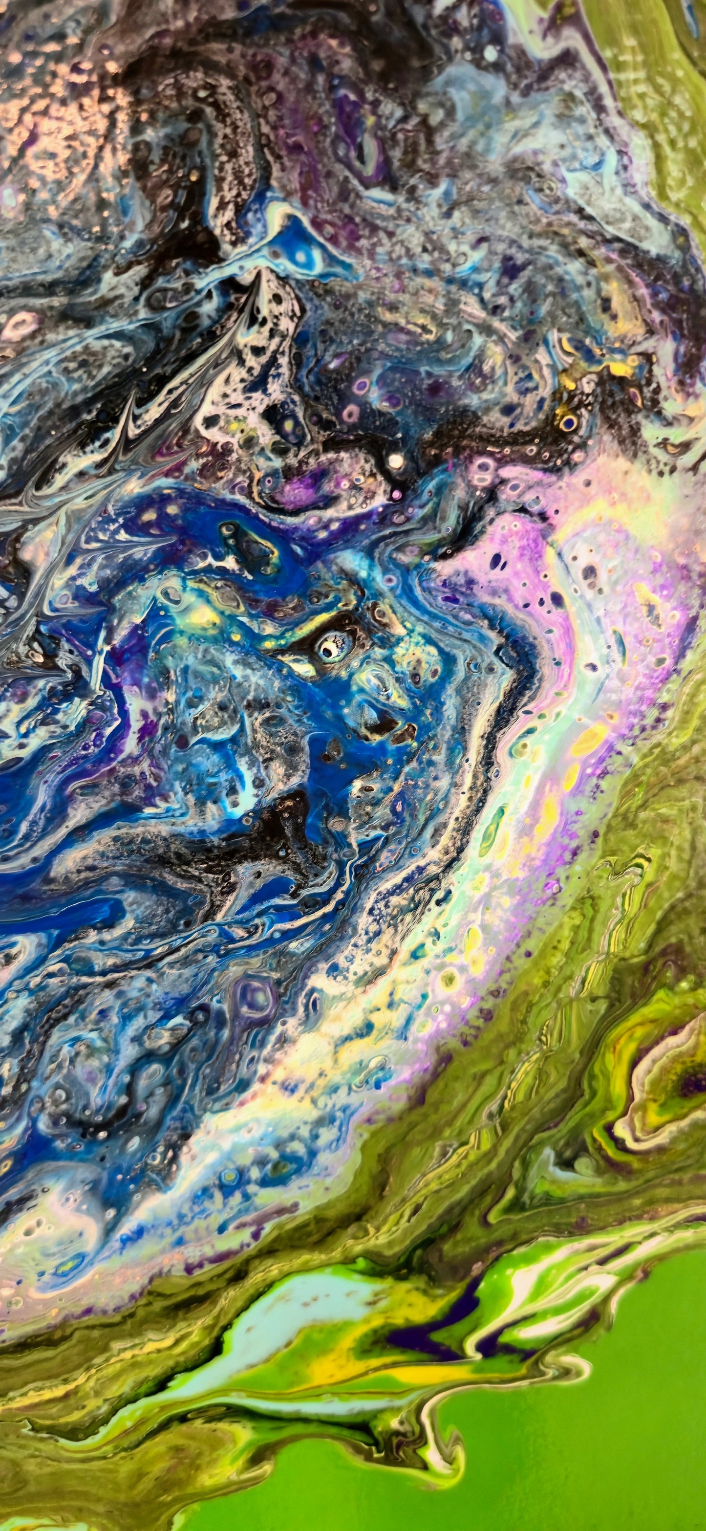 Kosmiczny Dinozaur – Obraz Abstrakcyjny Pouring Art (50x50 cm)