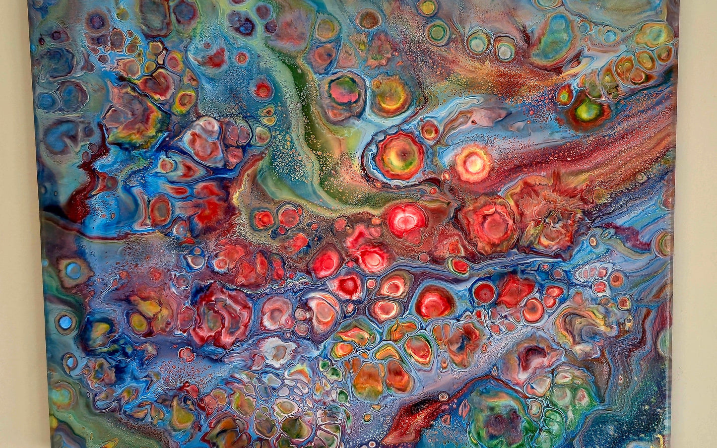 Obraz abstrakcyjny 24x30cm - Pouring Art Kolorowy
