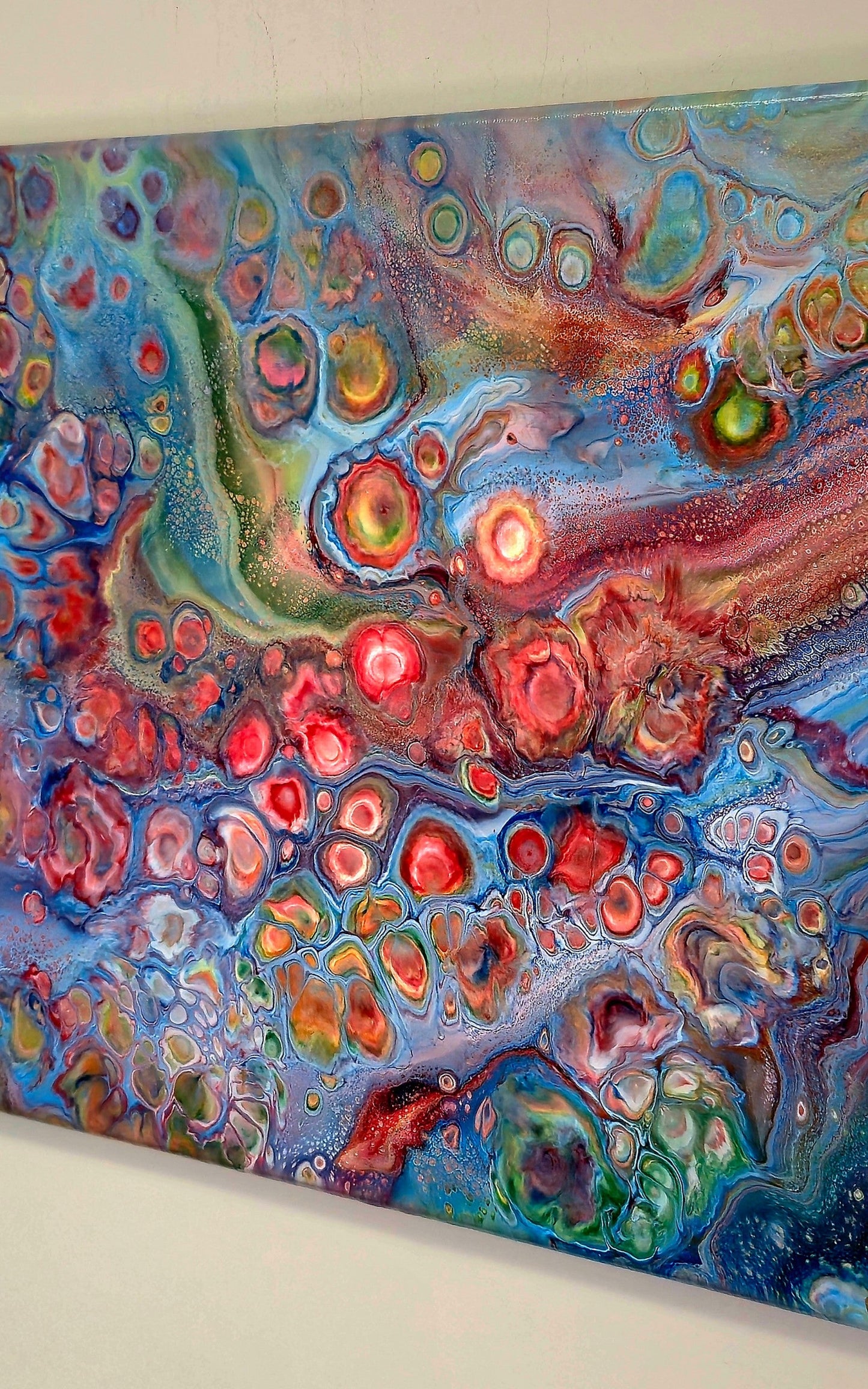 Obraz abstrakcyjny 24x30cm - Pouring Art Kolorowy