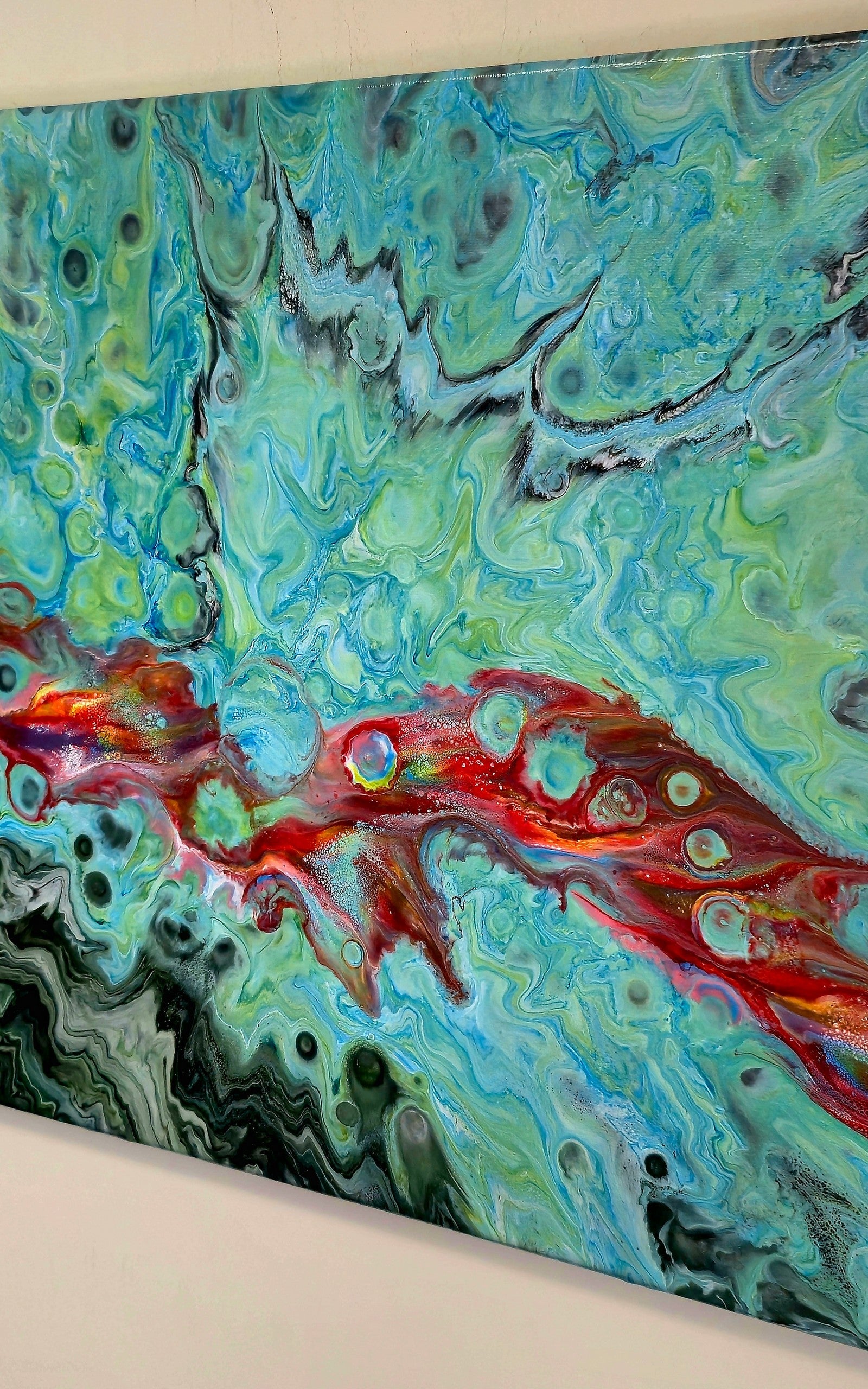 Obraz abstrakcyjny 30x40cm - Czerwień Błękit Zieleń