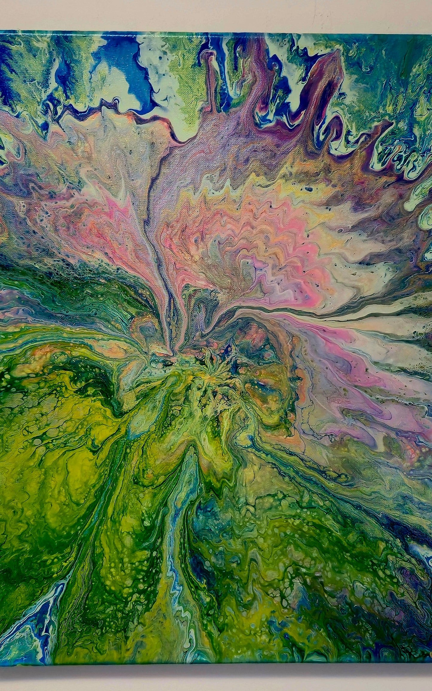 Obraz abstrakcyjny 40x50cm - Zieleń Niebieski Róż