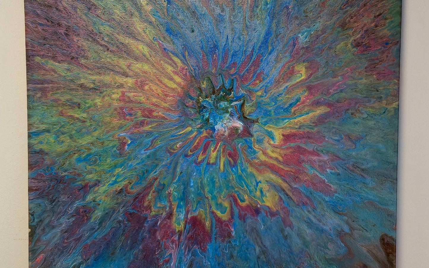 Obraz abstrakcyjny 50x50cm - Błękit Czerwień Szarość