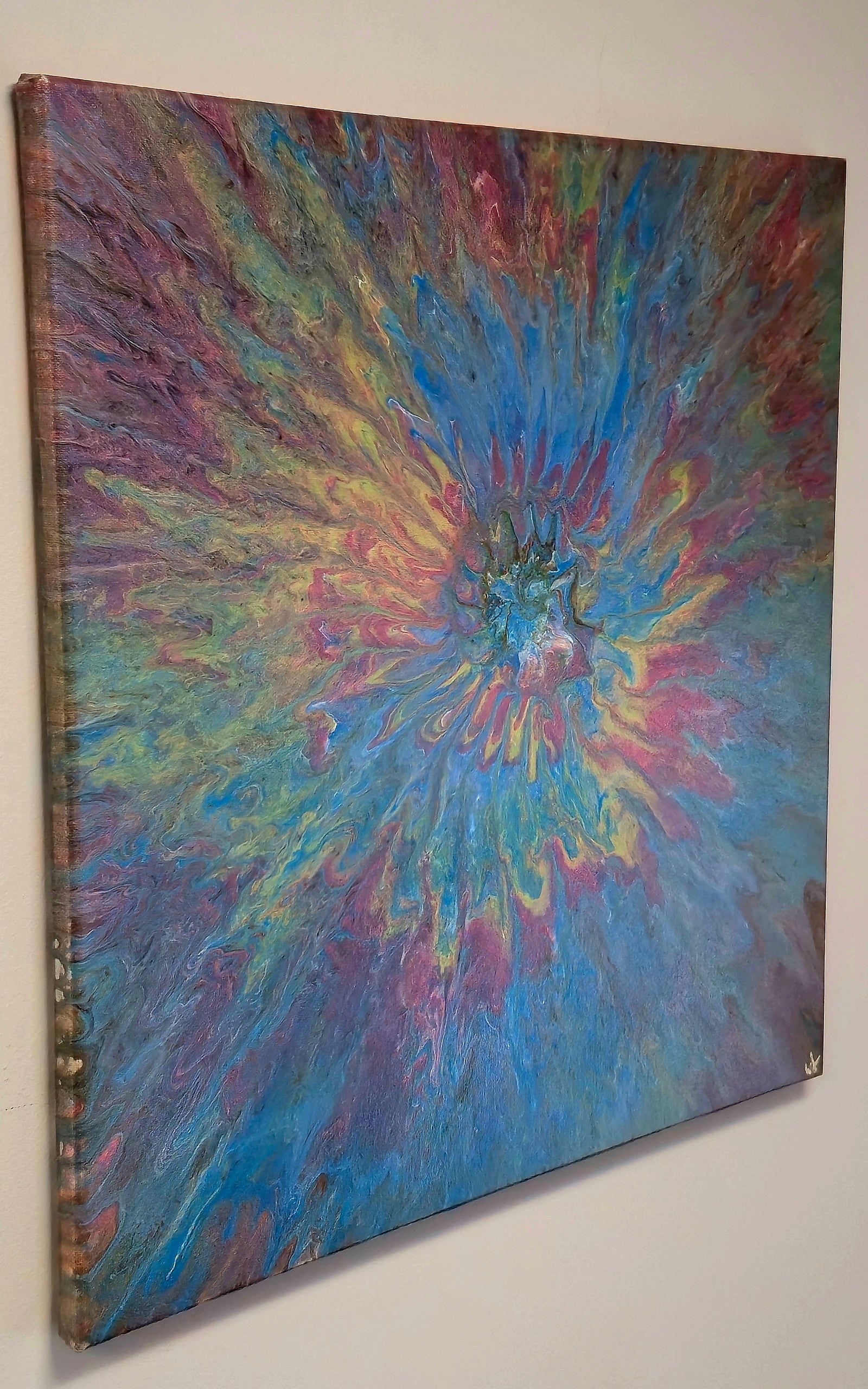 Obraz abstrakcyjny 50x50cm - Błękit Czerwień Szarość