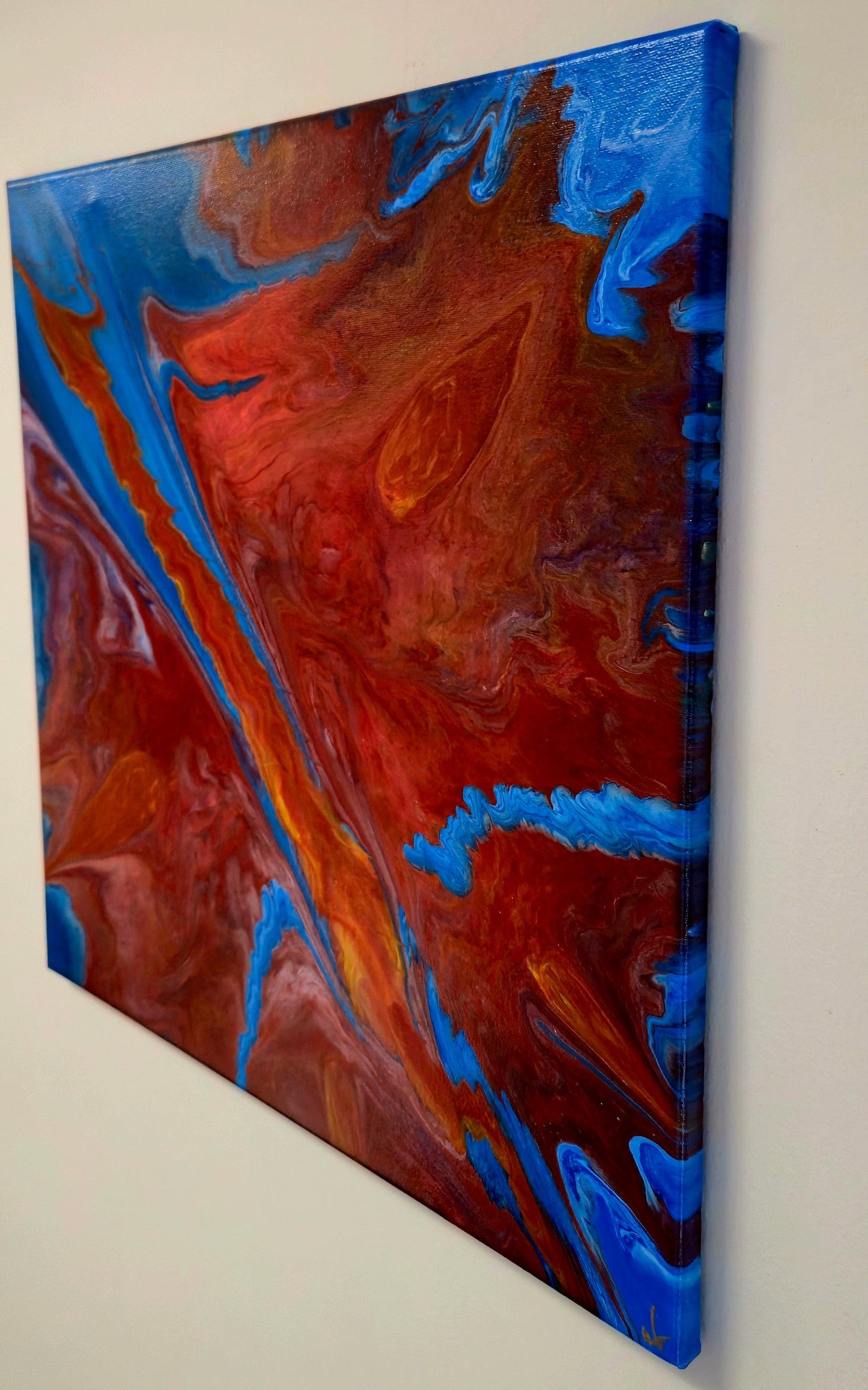 Obraz abstrakcyjny 50x50cm - Czerwień Błękit Żółć