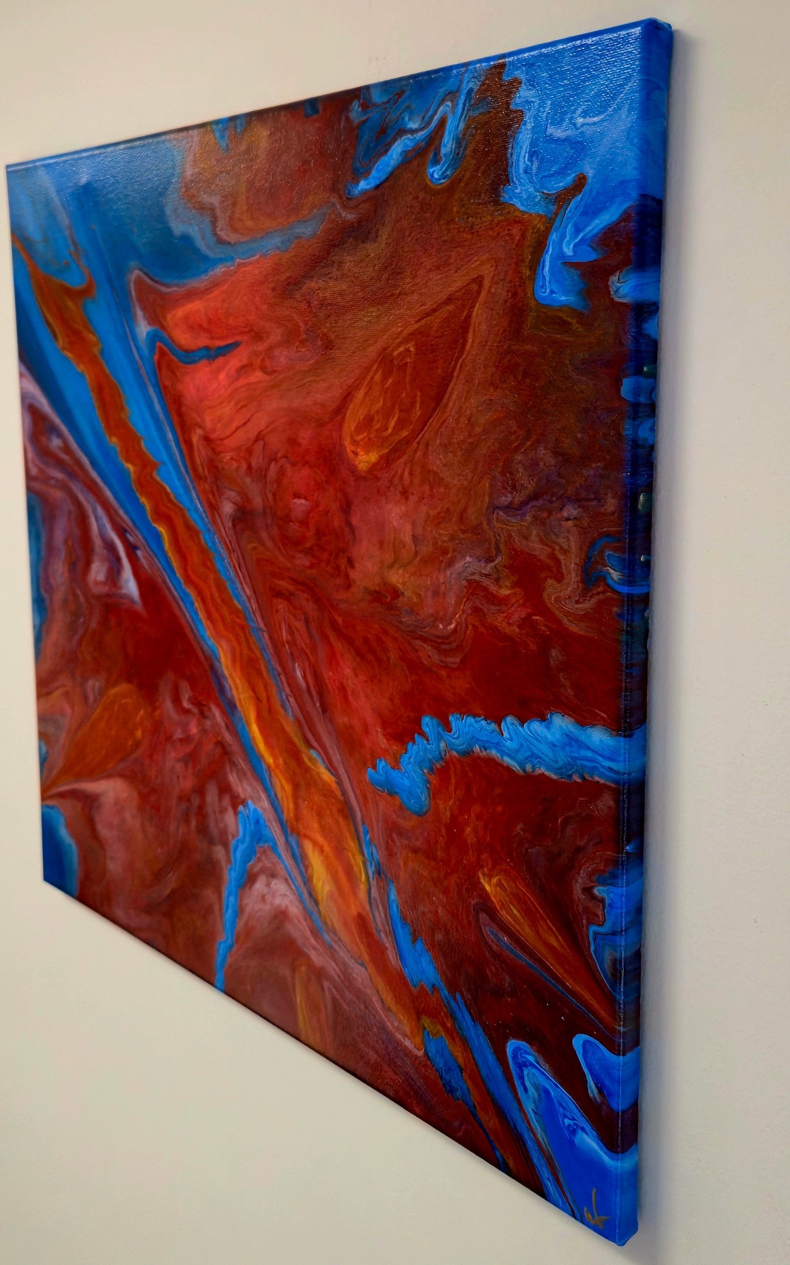 Obraz abstrakcyjny 50x50cm - Czerwień Błękit Żółć