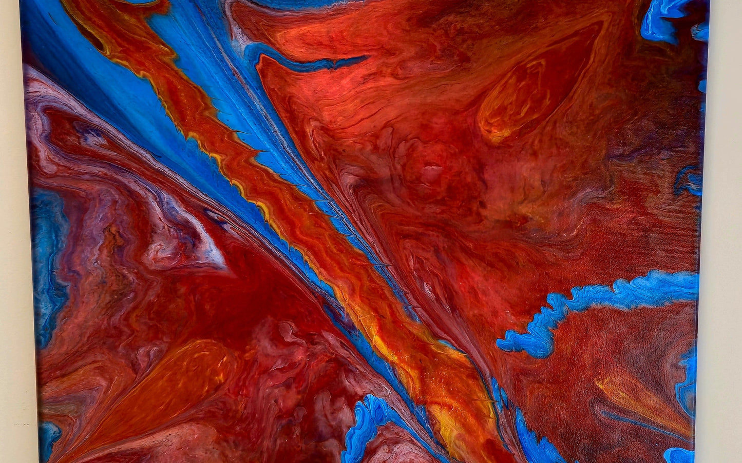 Obraz abstrakcyjny 50x50cm - Czerwień Błękit Żółć