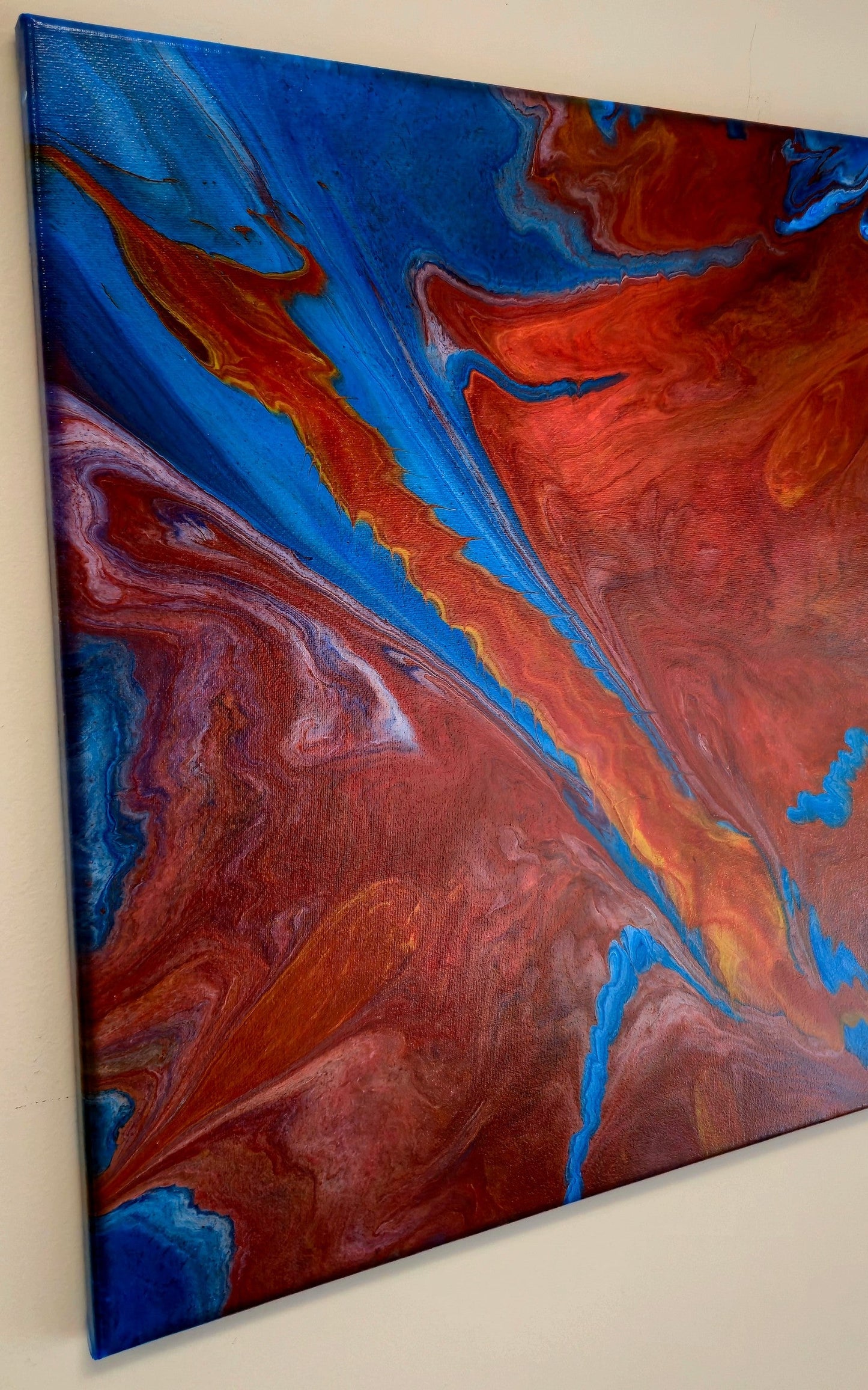 Obraz abstrakcyjny 50x50cm - Czerwień Błękit Żółć