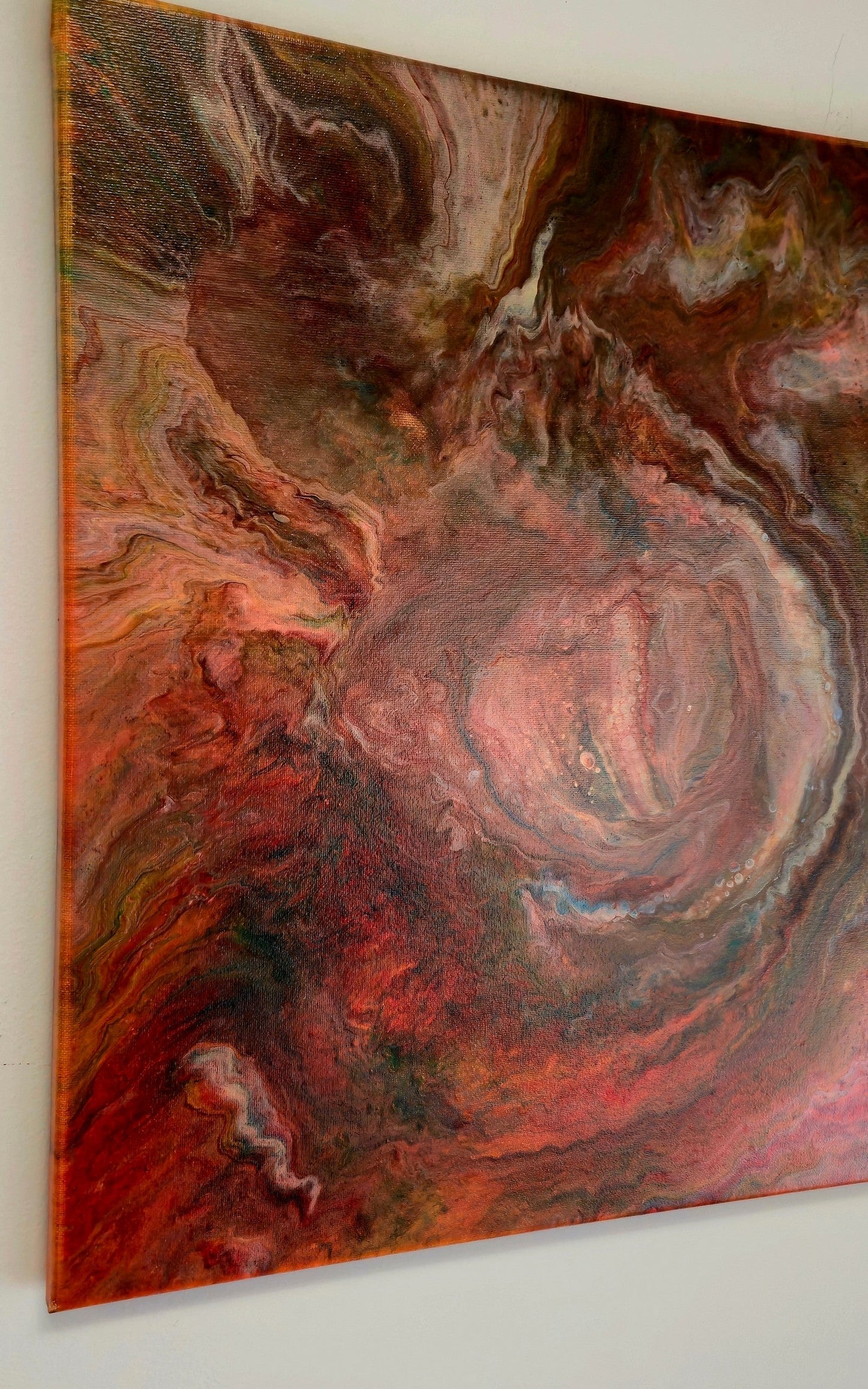Obraz abstrakcyjny 50x50cm - Czerwień Brąz Biel