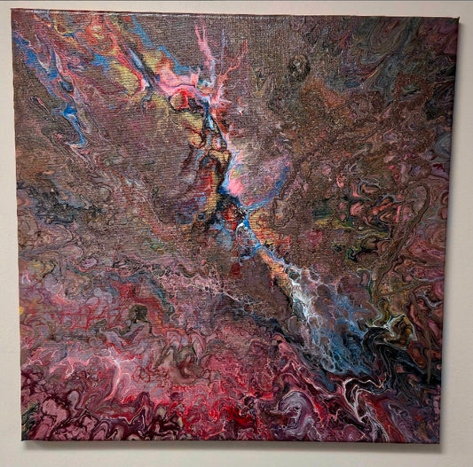 Obraz abstrakcyjny 50x50cm - Pouring Art Nowoczesny